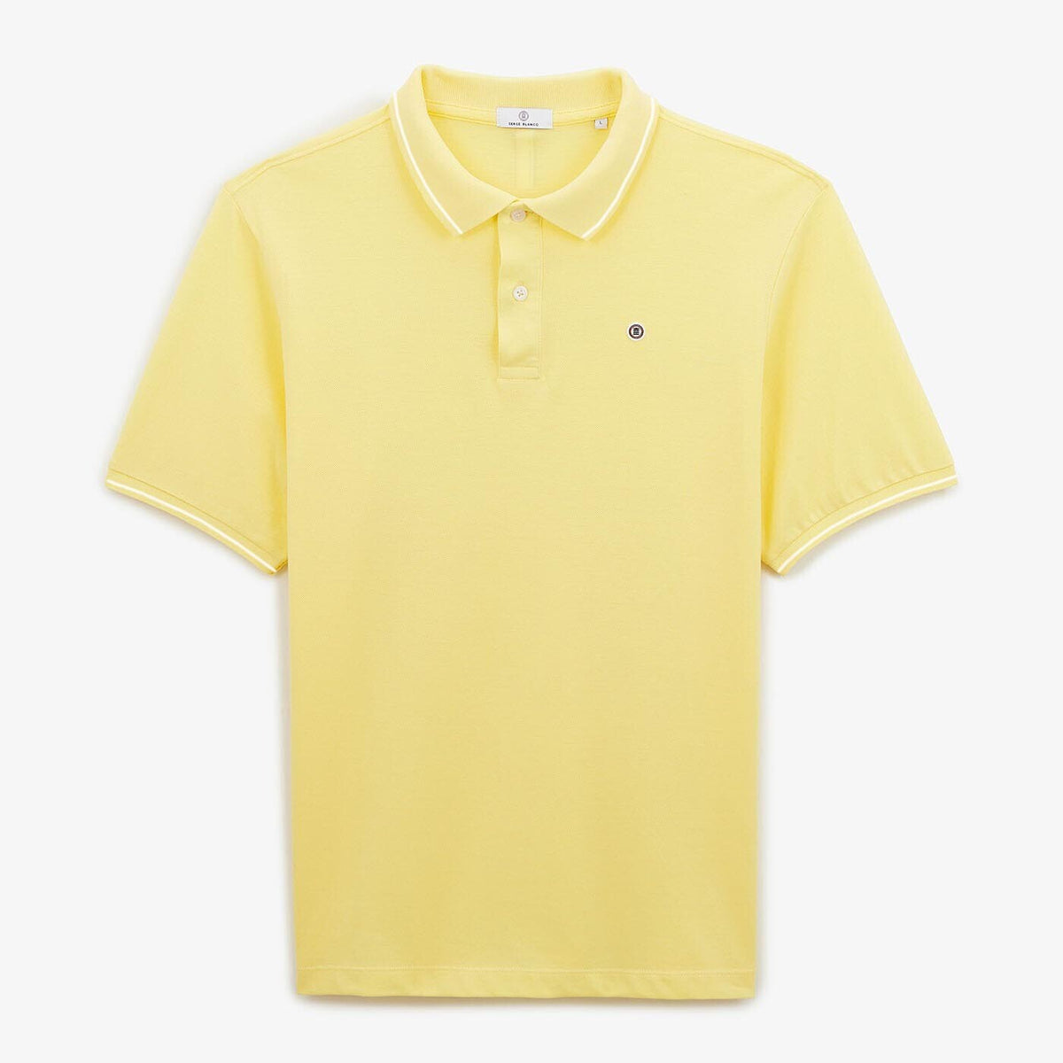 Polo maille piquée jaune yuzu avec liseré