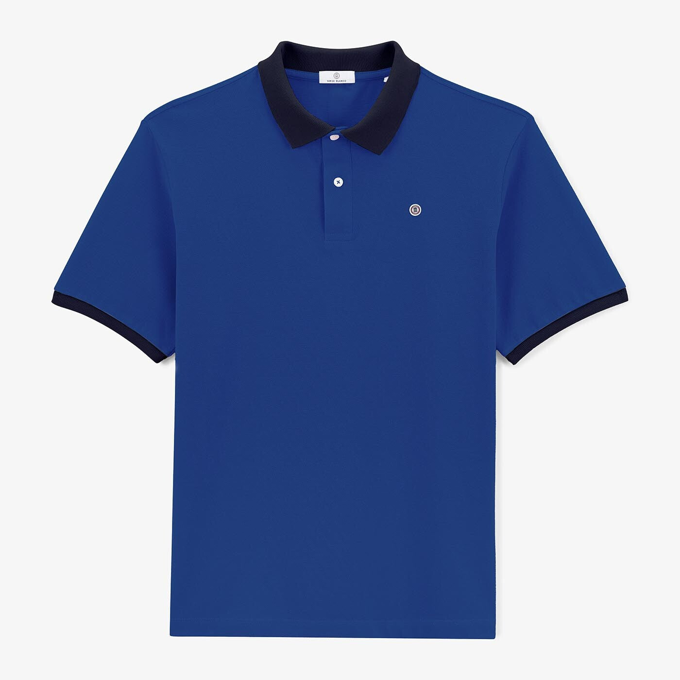 Polo maille piquée blue work col contrastant