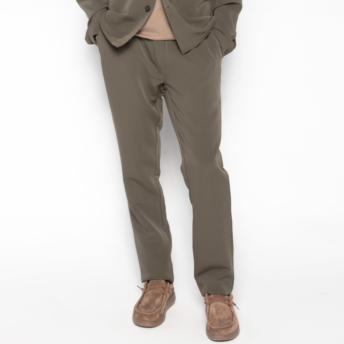 Chino 549 elástico regular cómodo cintura elástica verde militar