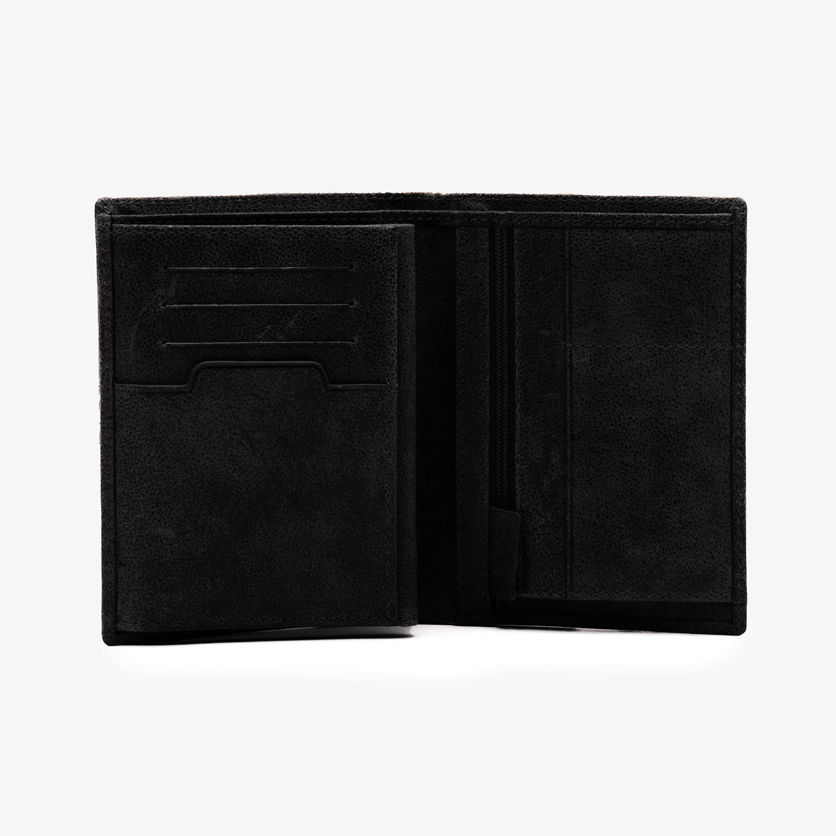 Cartera con solapas de piel de cabra negra «Brooklyn»
