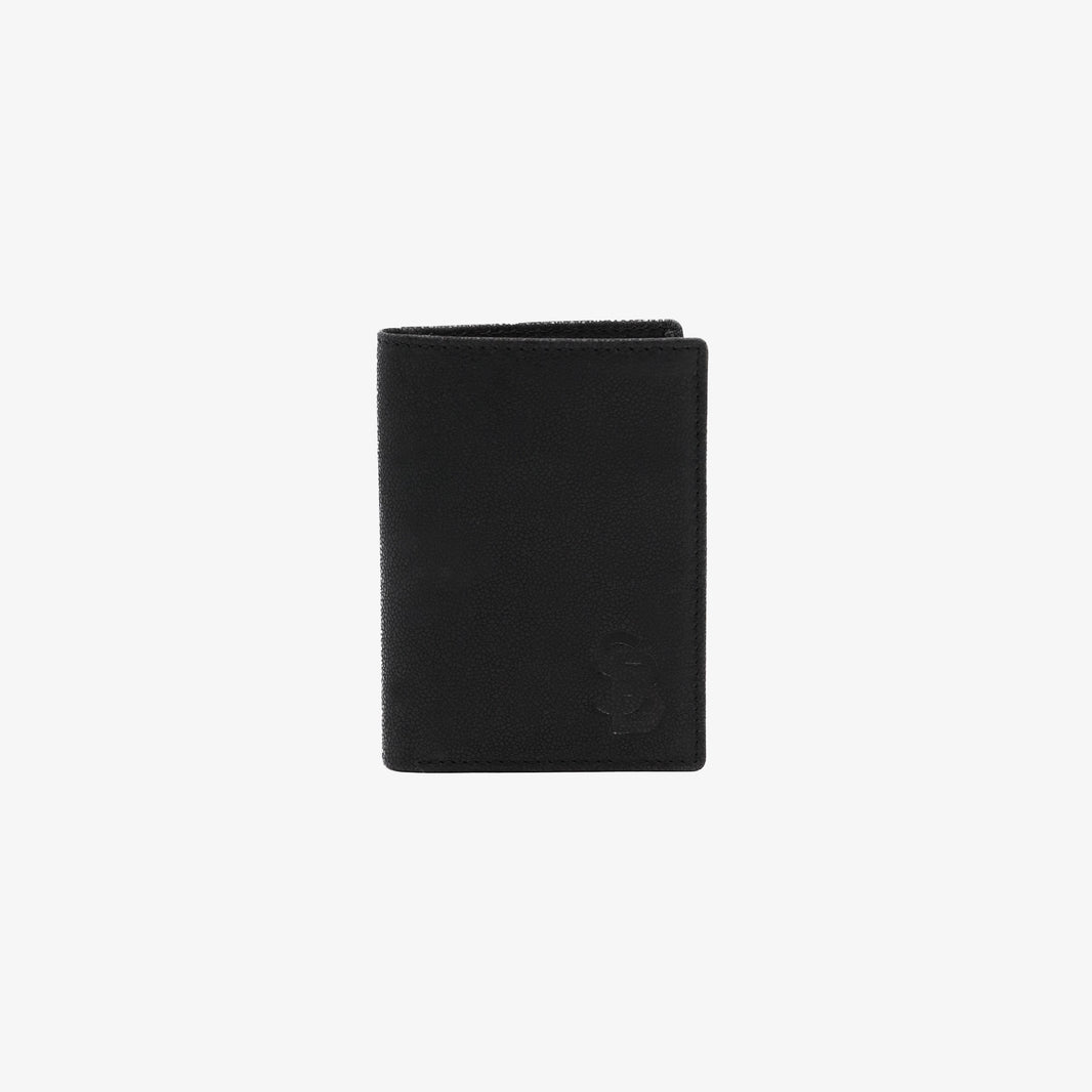 Porte-cartes pliant en cuir de chèvre noir Brooklyn