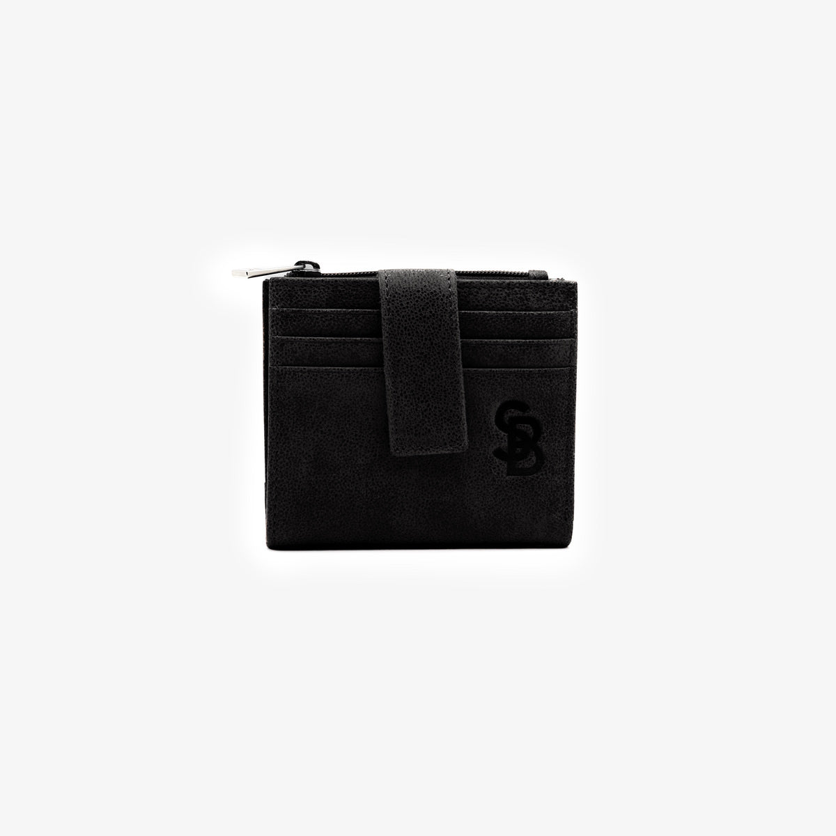 Porte-monnaie à patte en cuir de chèvre noir Brooklyn