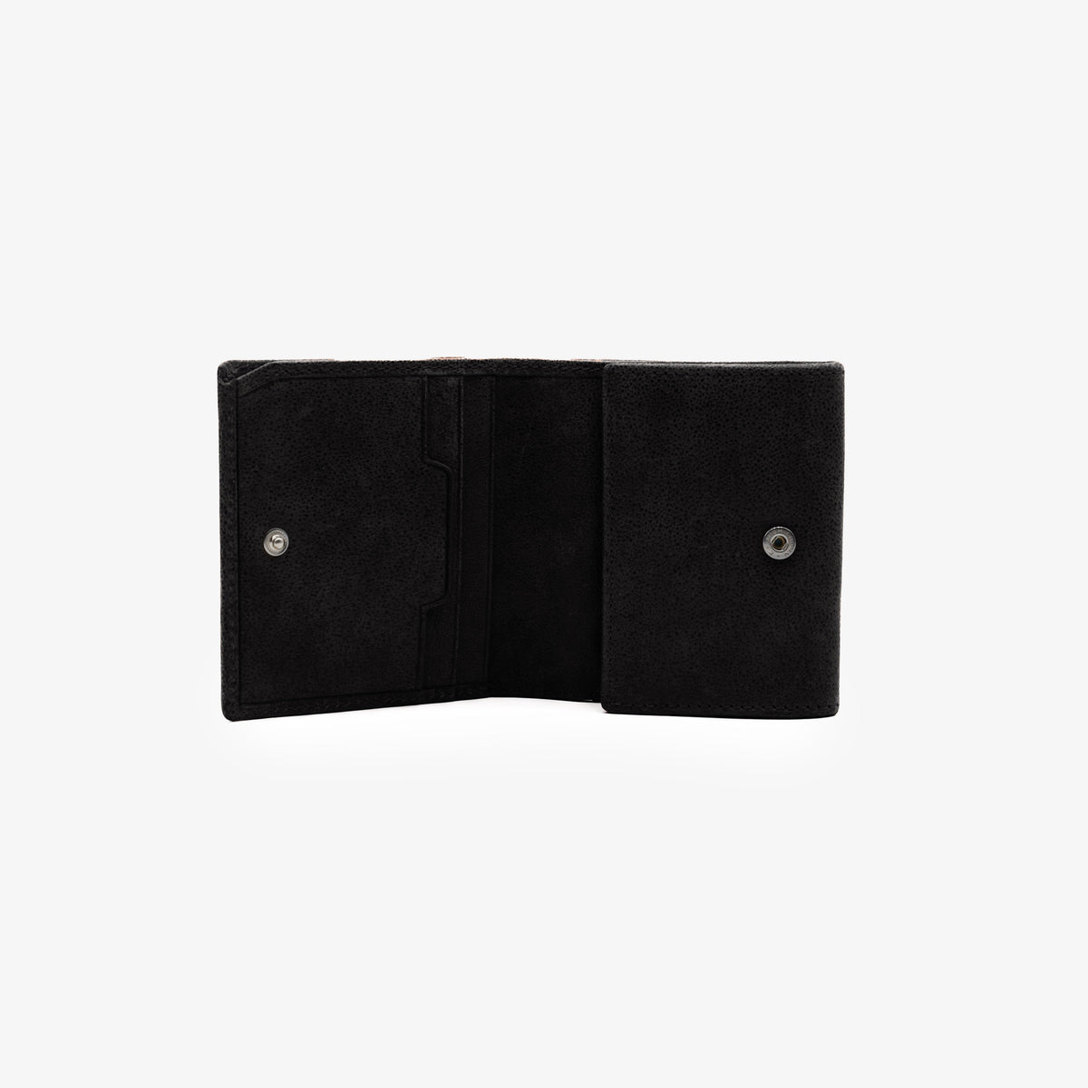 Porte-monnaie à rabat en cuir de chèvre noir Brooklyn