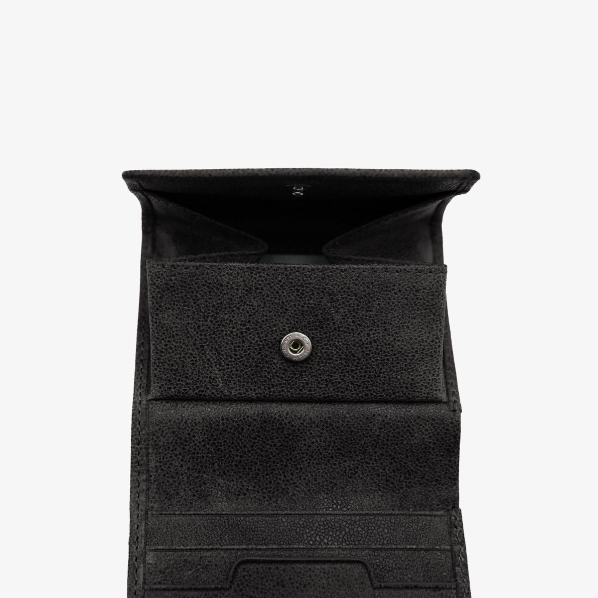 Porte-monnaie à rabat en cuir de chèvre noir Brooklyn