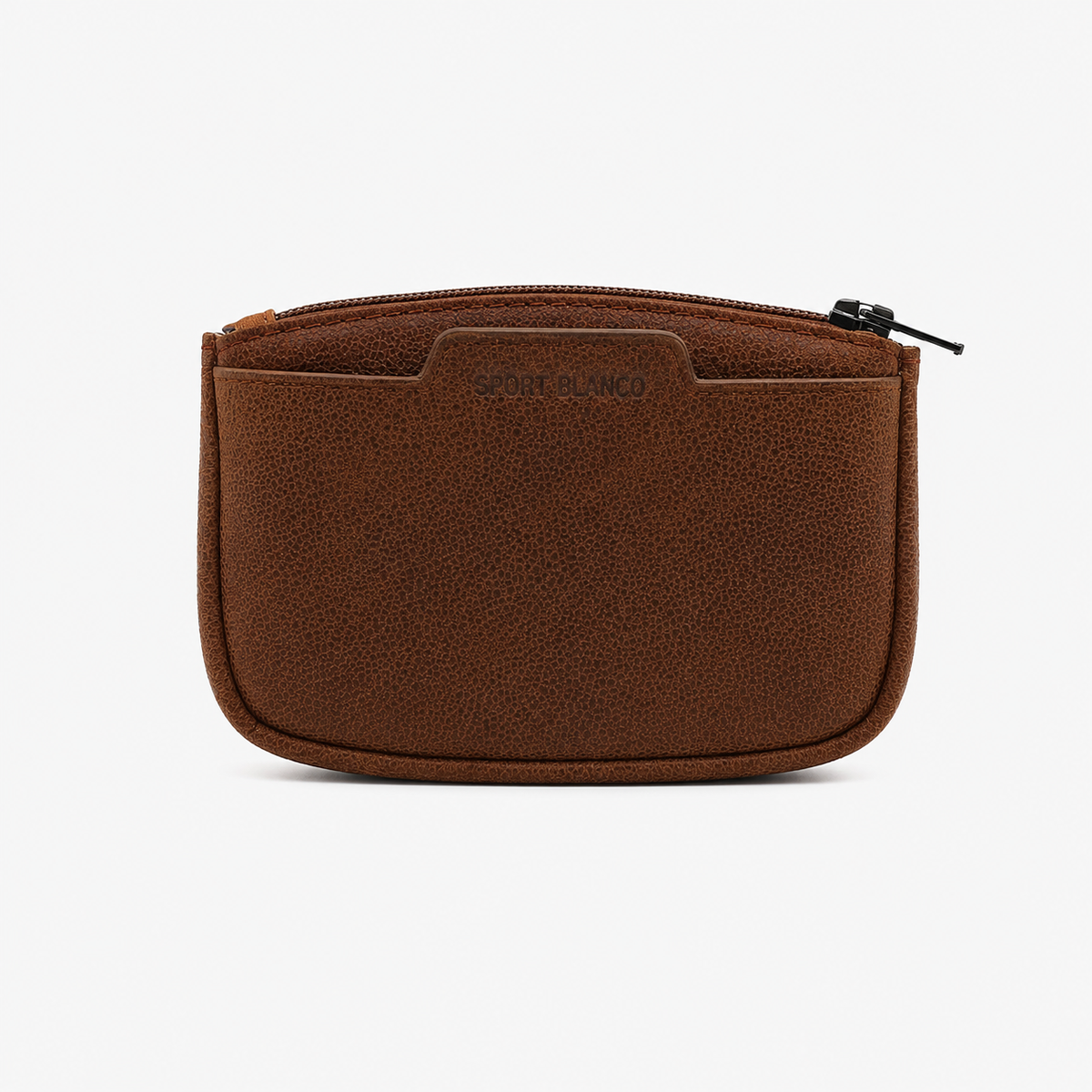 Porte monnaie à zip en cuir marron Brooklin