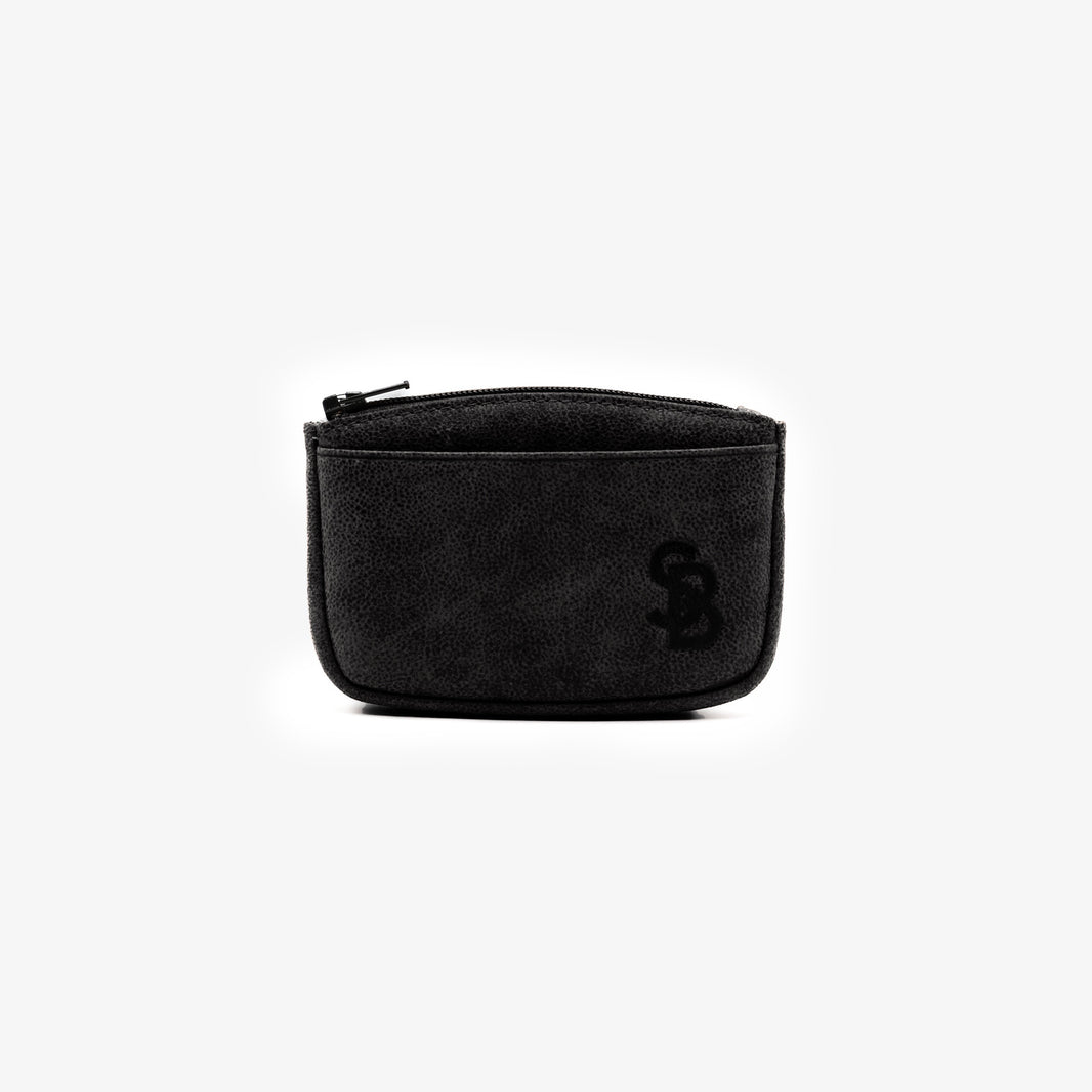 Porte-monnaie à zip en cuir Brooklyn noir