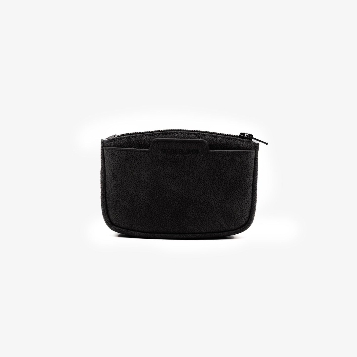 Porte-monnaie à zip en cuir Brooklyn noir