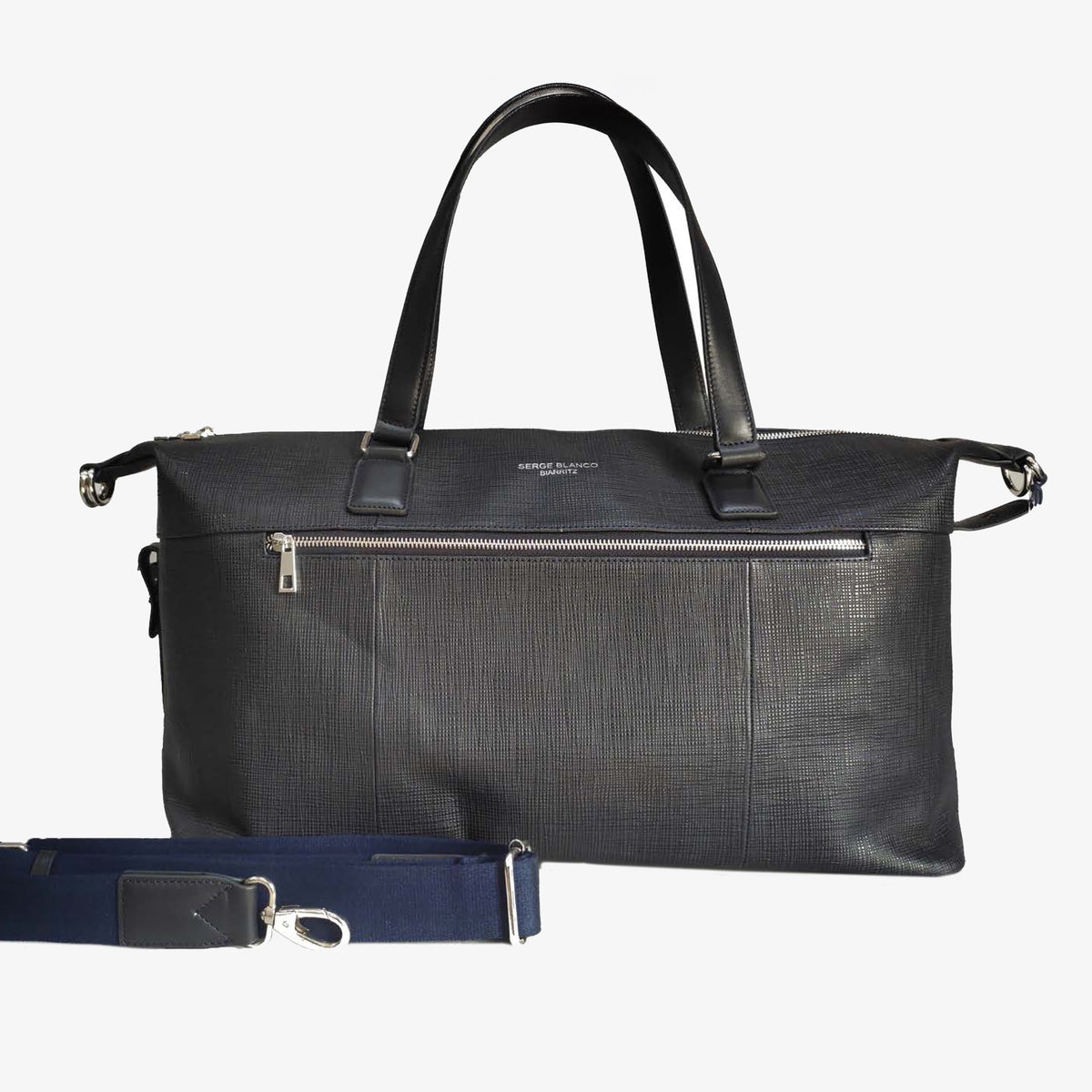 Reisetasche aus dunkelblauem Rindsleder „Biarritz“