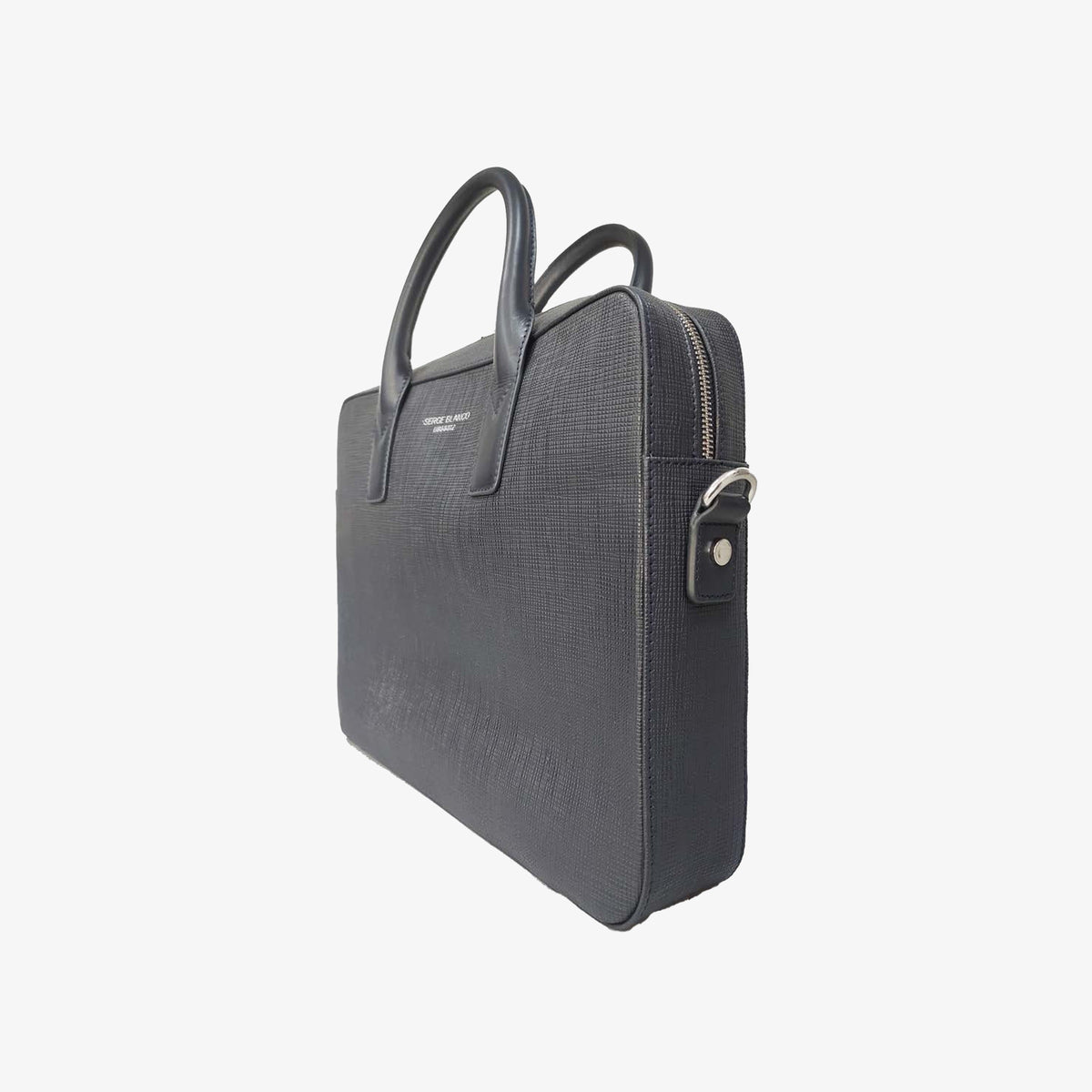 Sac ordinateur 14 pouces en cuir de vachette bleu marine foncé Biarritz