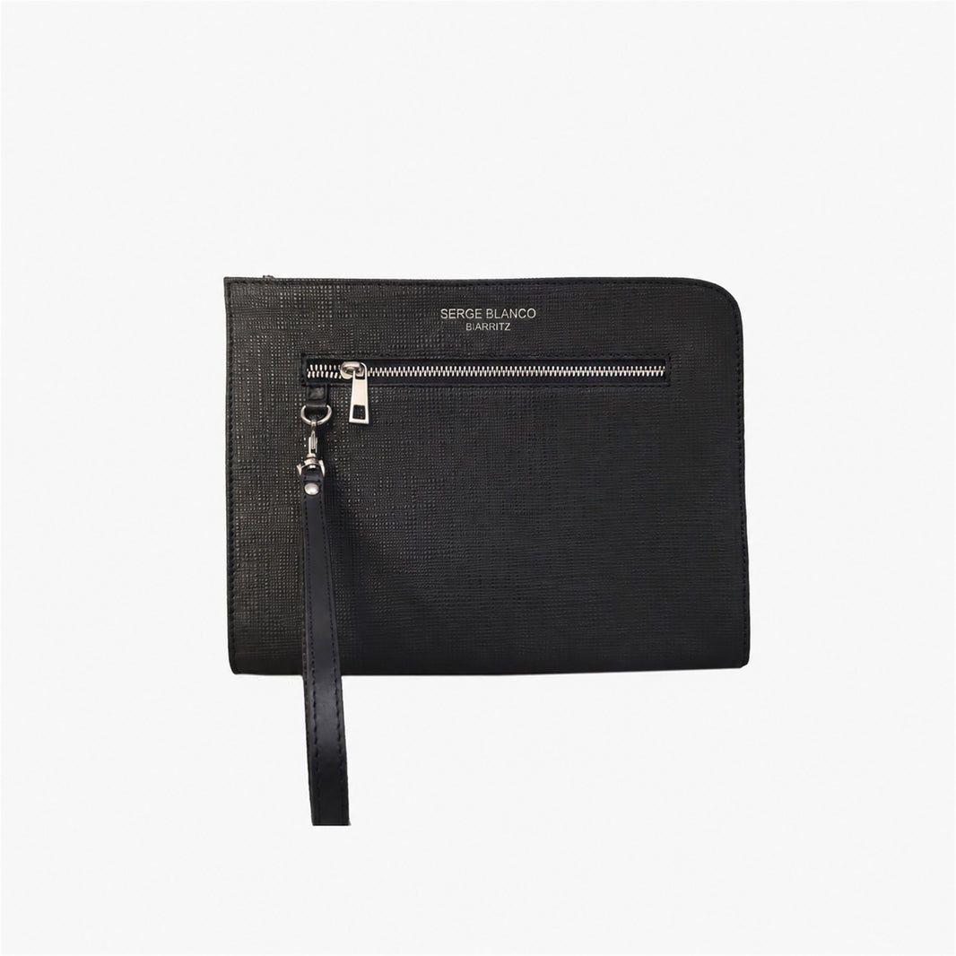 Custodia per tablet in pelle e tela blu navy scuro Biarritz