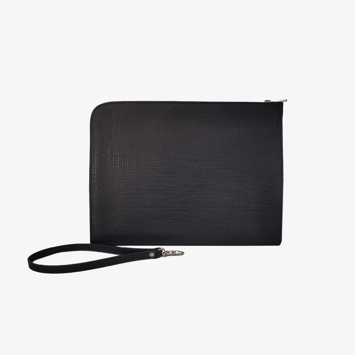 Pochette tablette en cuir et toile canvas bleu marine foncé Biarritz
