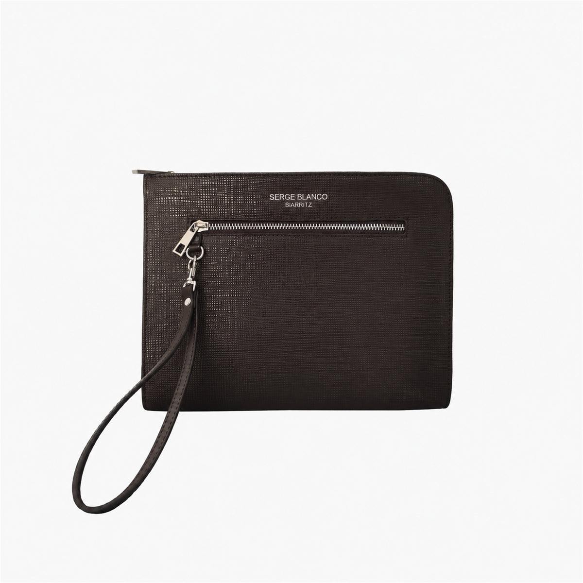 Custodia per tablet in pelle e tela canvas marrone scuro Biarritz