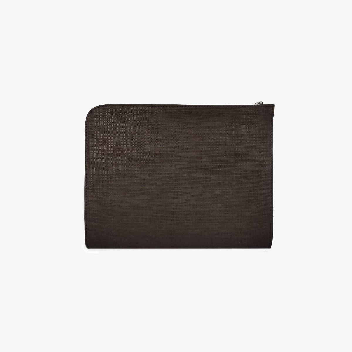 Pochette tablette en cuir et toile canvas marron foncé Biarritz