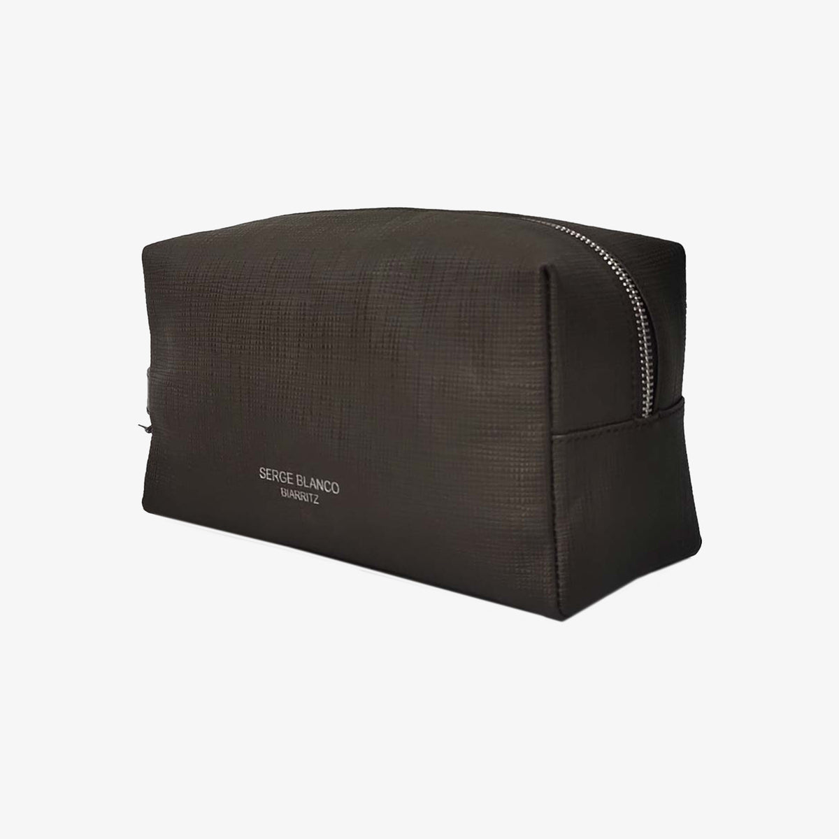 Trousse de toilette en cuir de vachette marron foncé Biarritz