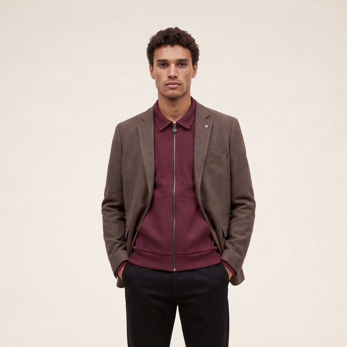 Blazer Henri en laine marron brownie