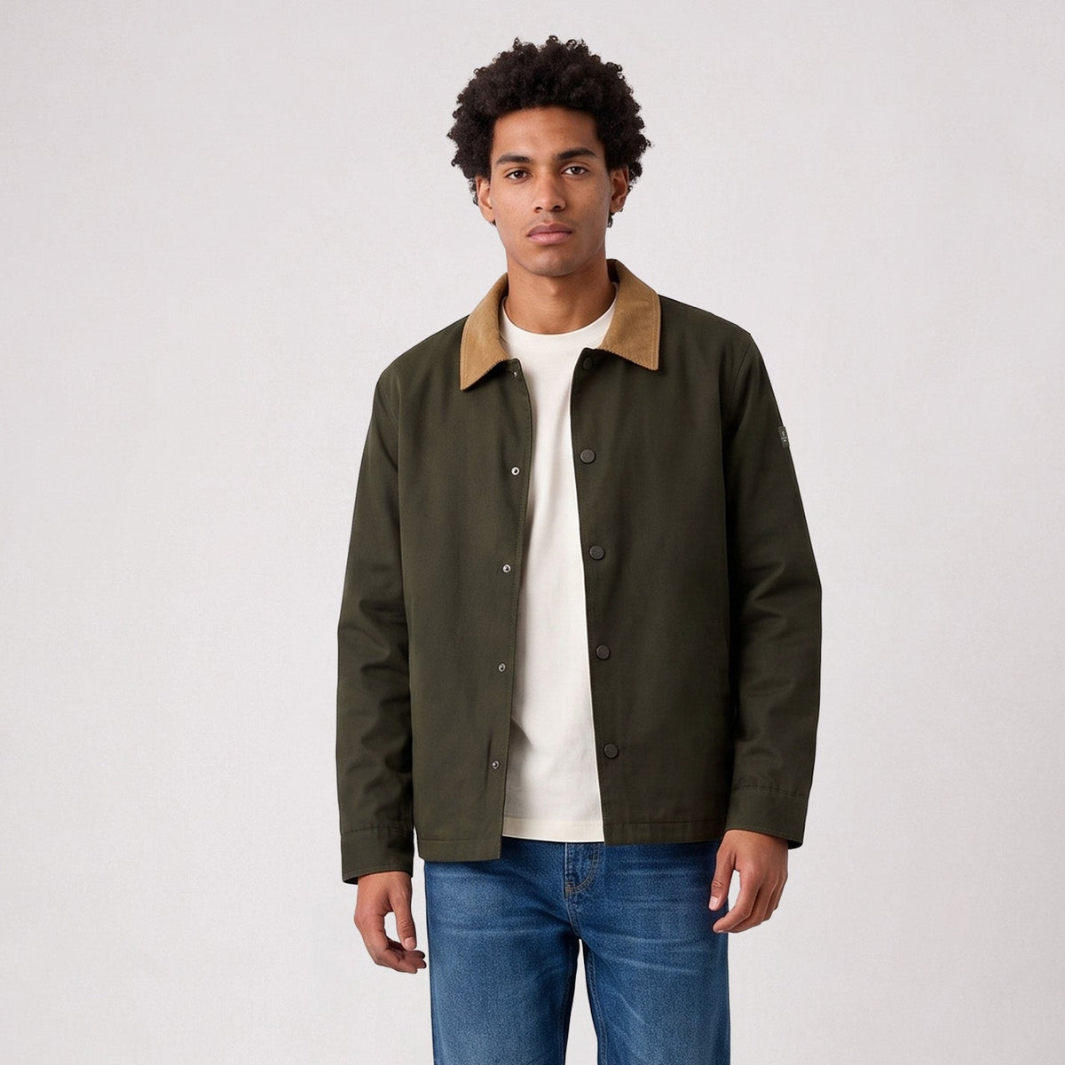 Blouson Dan déperlant col velours vert militaire SBPLAY
