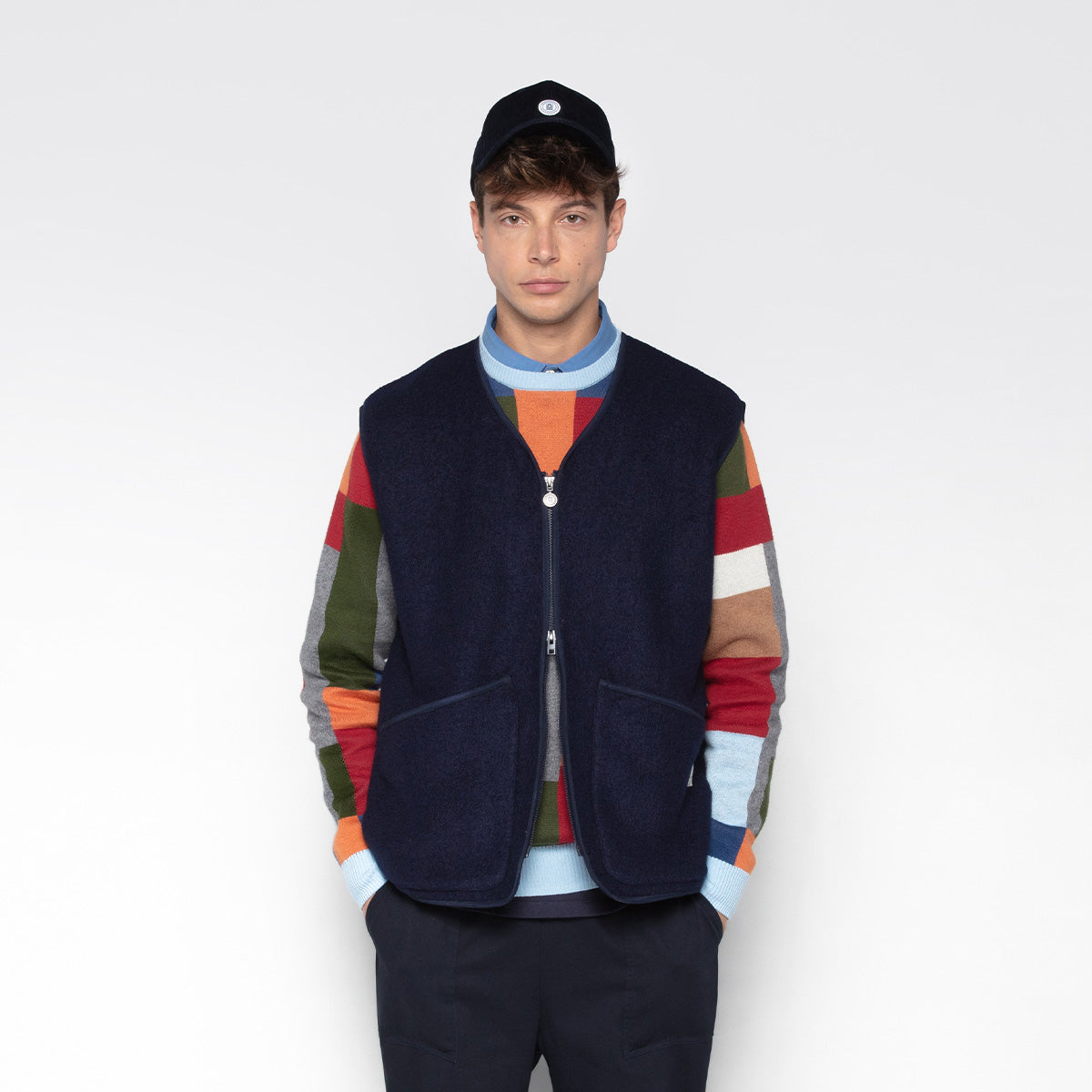 Blouson Polaire Sans Manches Bleu Dark Navy Worker PLAY Homme SERGE BLANCO