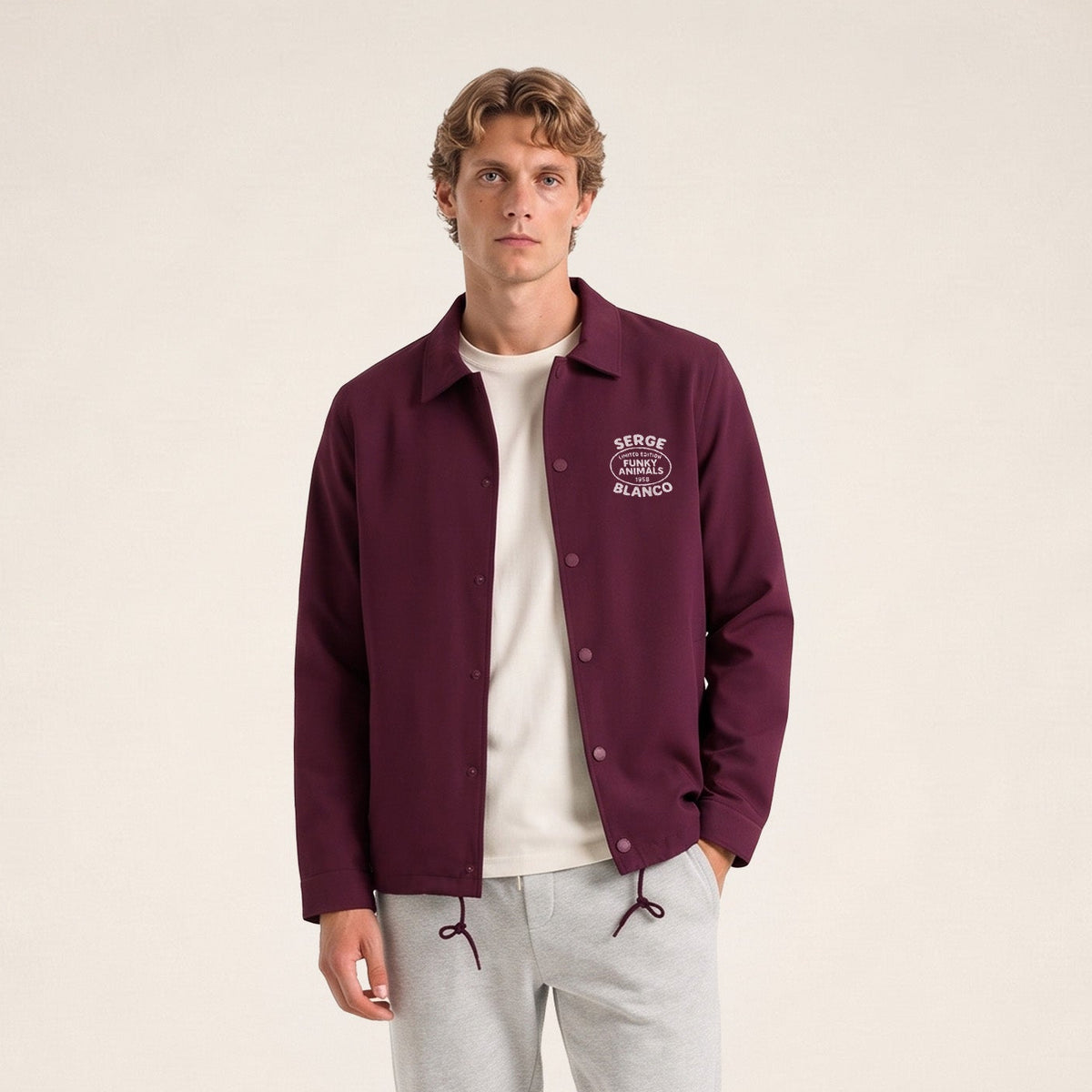 Blouson coach Wayne Funky Animals rouge vigne