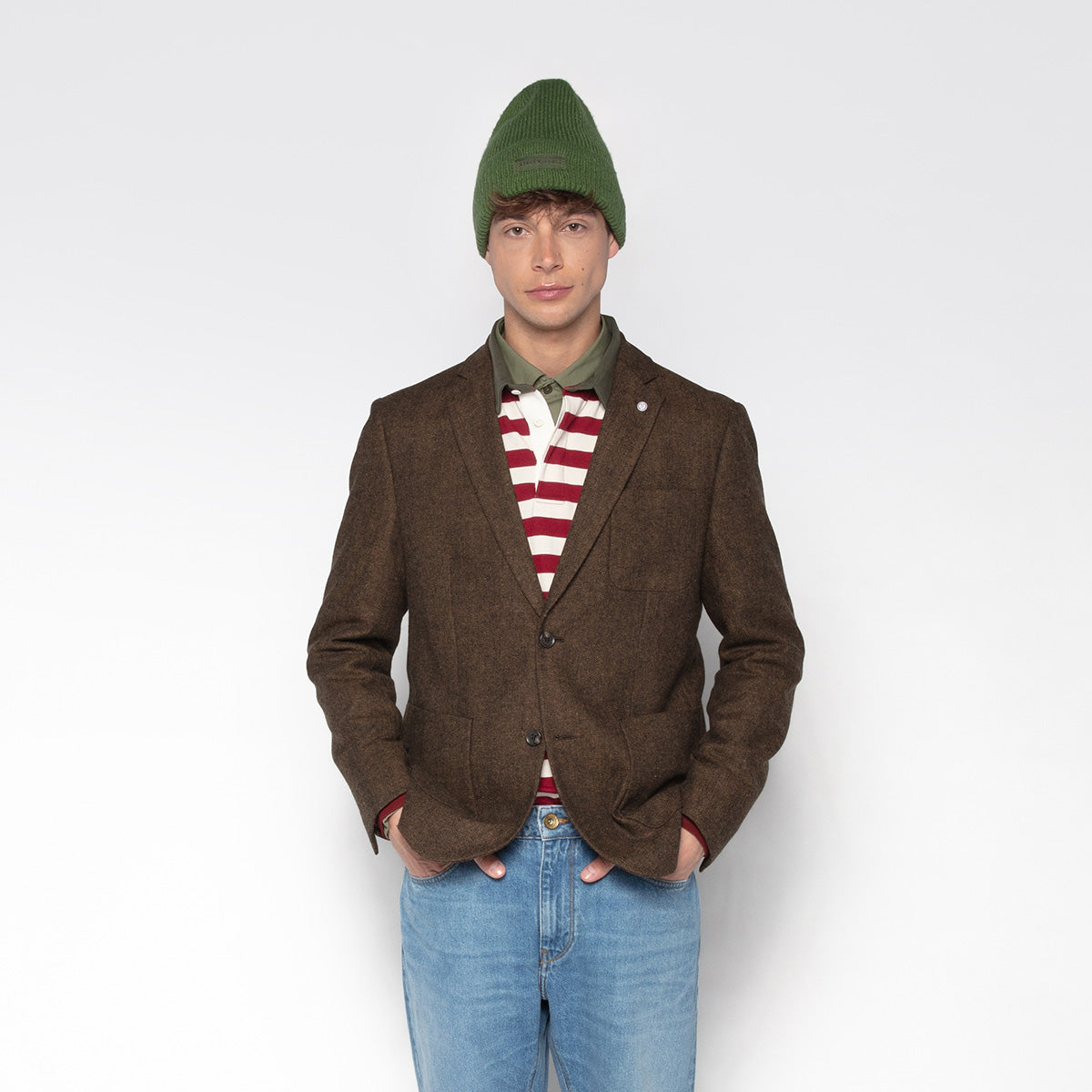 Bonnet a revers uni vert sapin homme SERGE BLANCO
