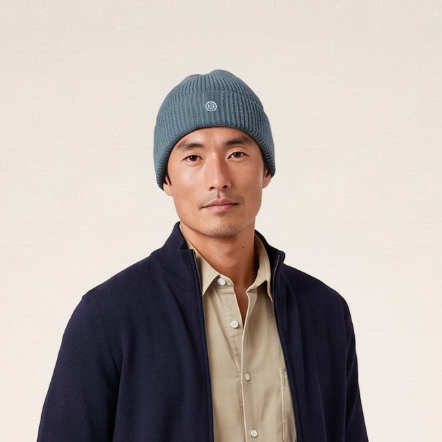 Bonnet côtelé en maille bleu SERGE BLANCO