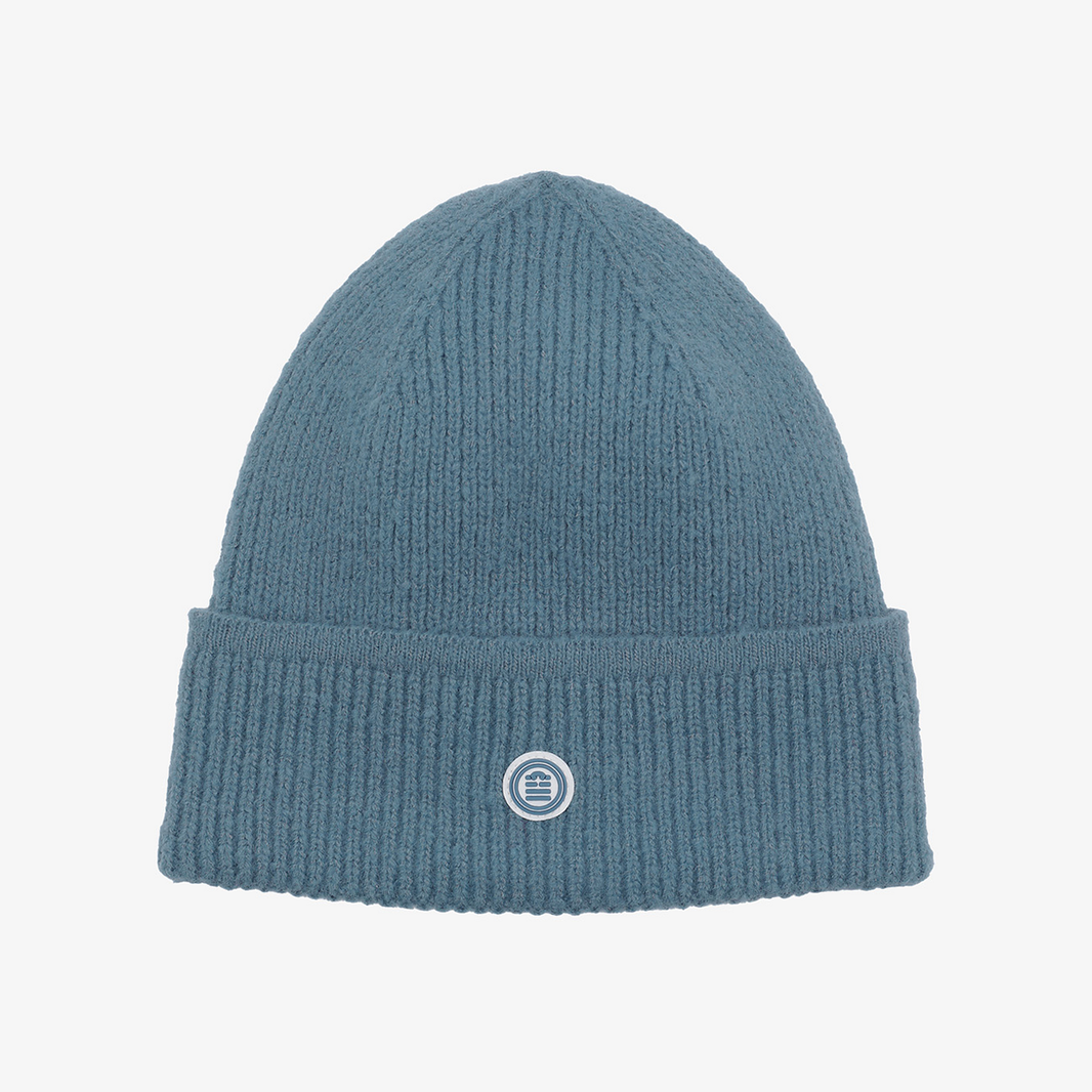 Bonnet côtelé en maille bleu lupin serge blanco
