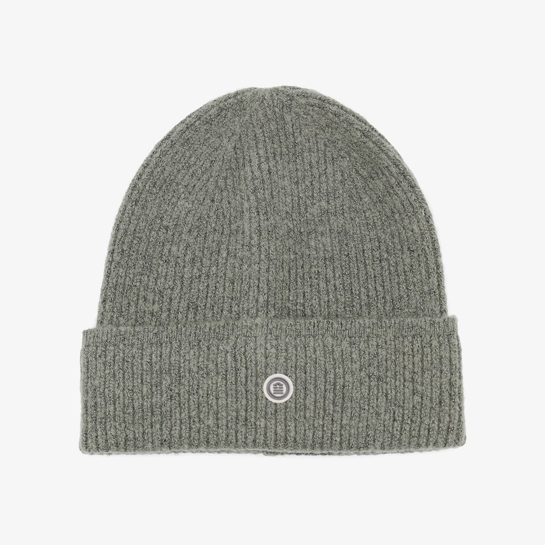 Bonnet côtelé en maille gris chiné serge blanco 