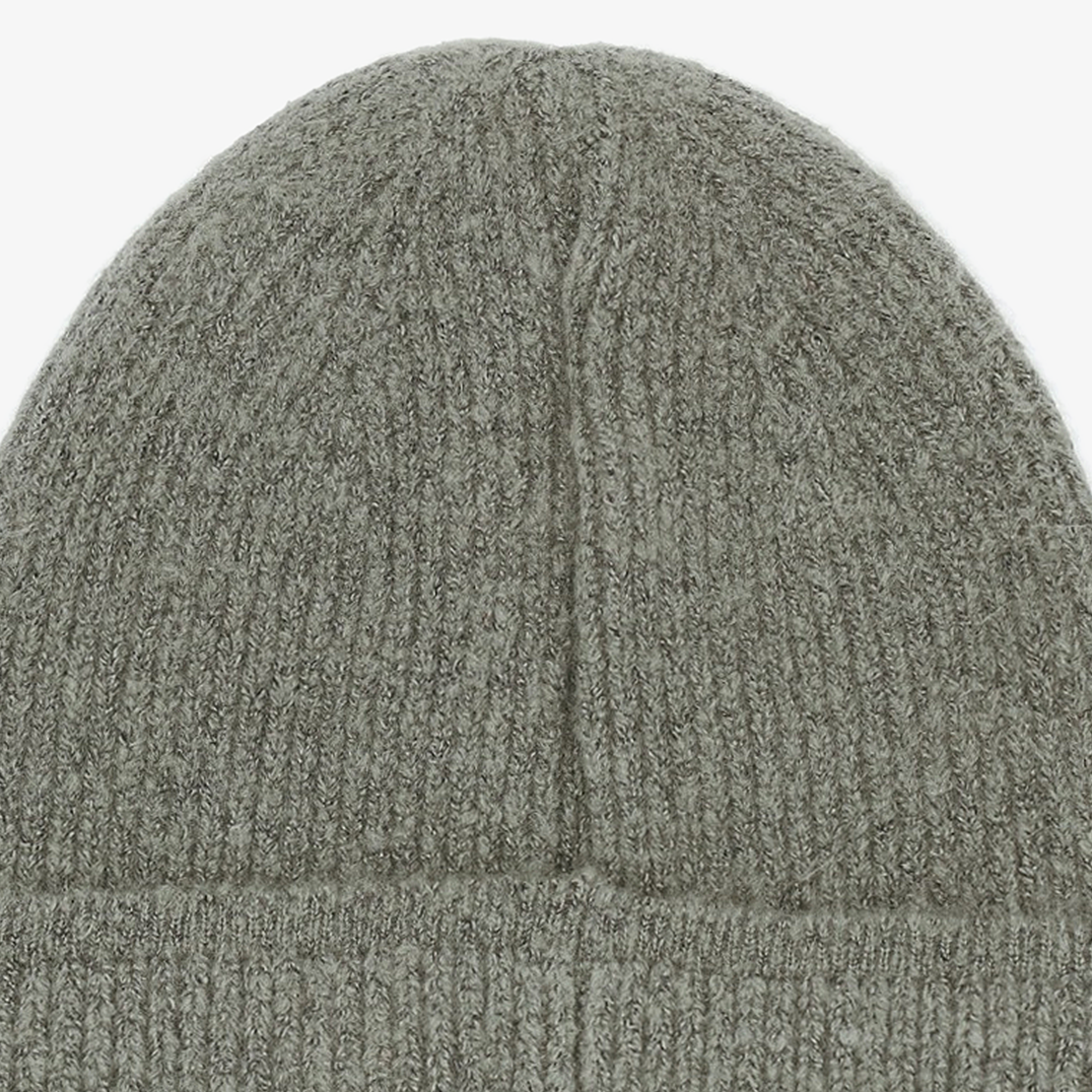 Bonnet côtelé en maille gris chiné serge blanco