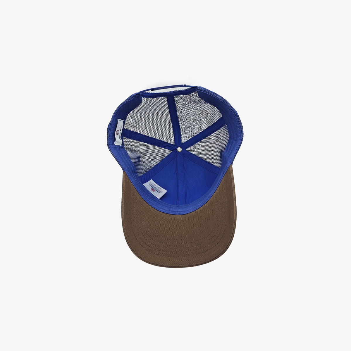 Casquette trucker marron et bleu roi