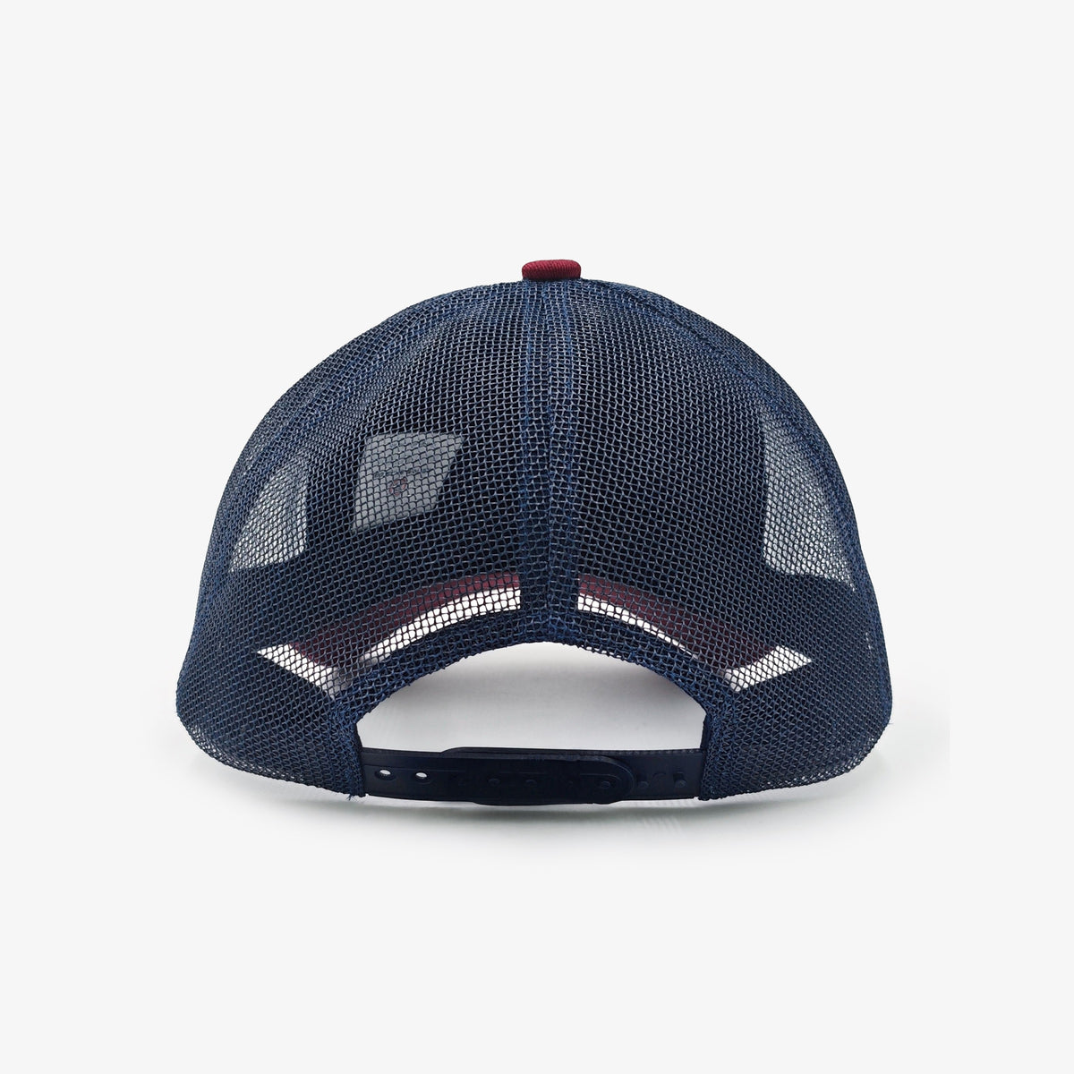 Casquette trucker rouge vigne et bleu marine