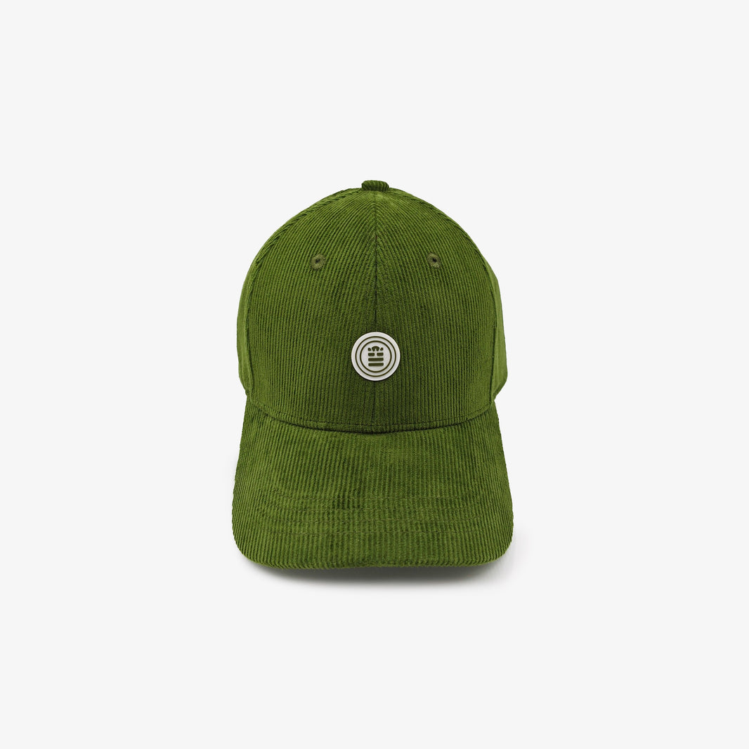 Casquette badge logo en velours côtelé vert thym