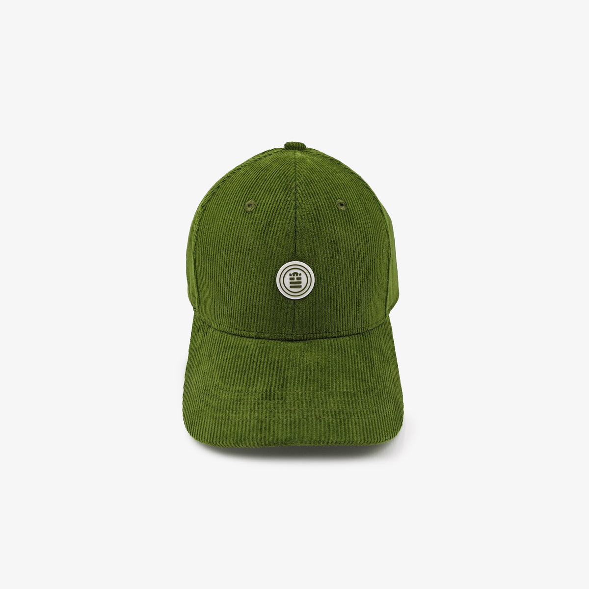 Casquette badge logo en velours côtelé vert thym