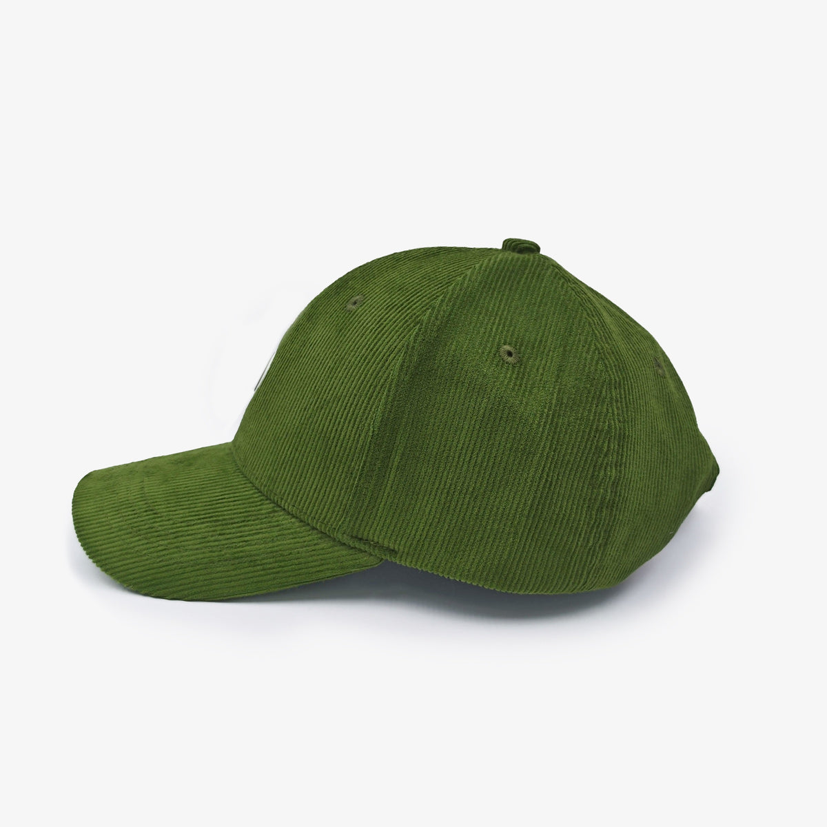 Casquette badge logo en velours côtelé vert thym