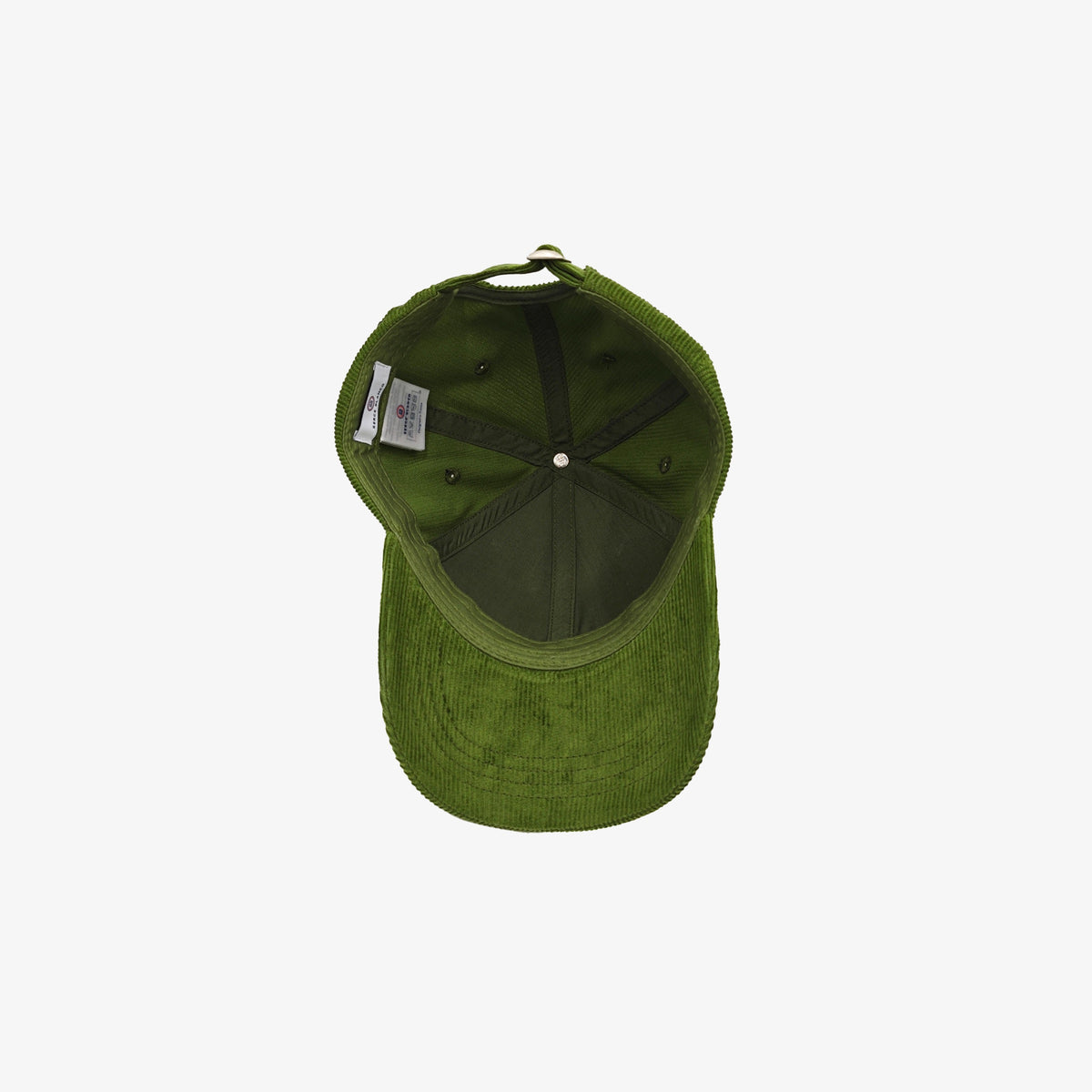 Casquette badge logo en velours côtelé vert thym