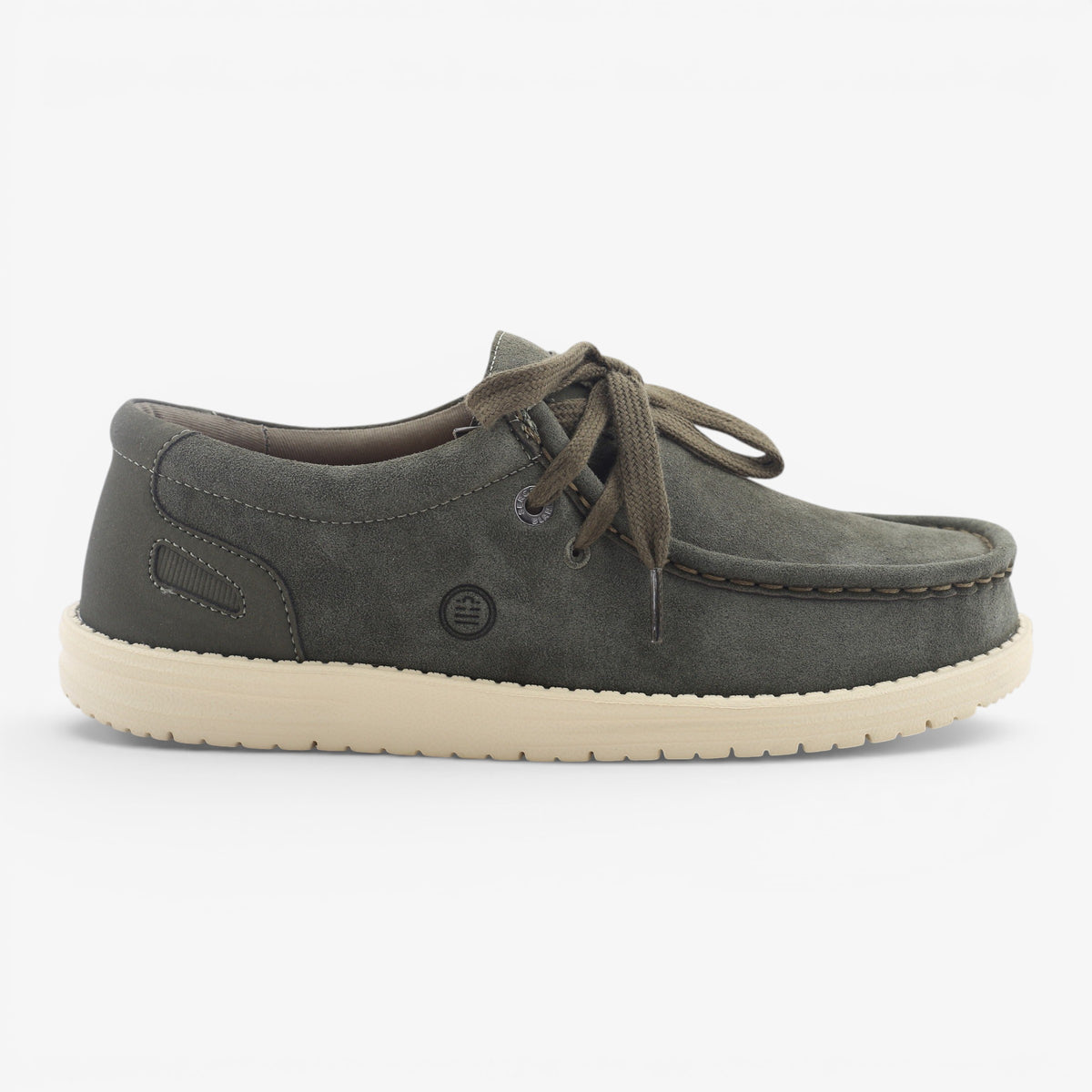 Chaussures bateau Saint Jean en suède vert kaki SBPLAY