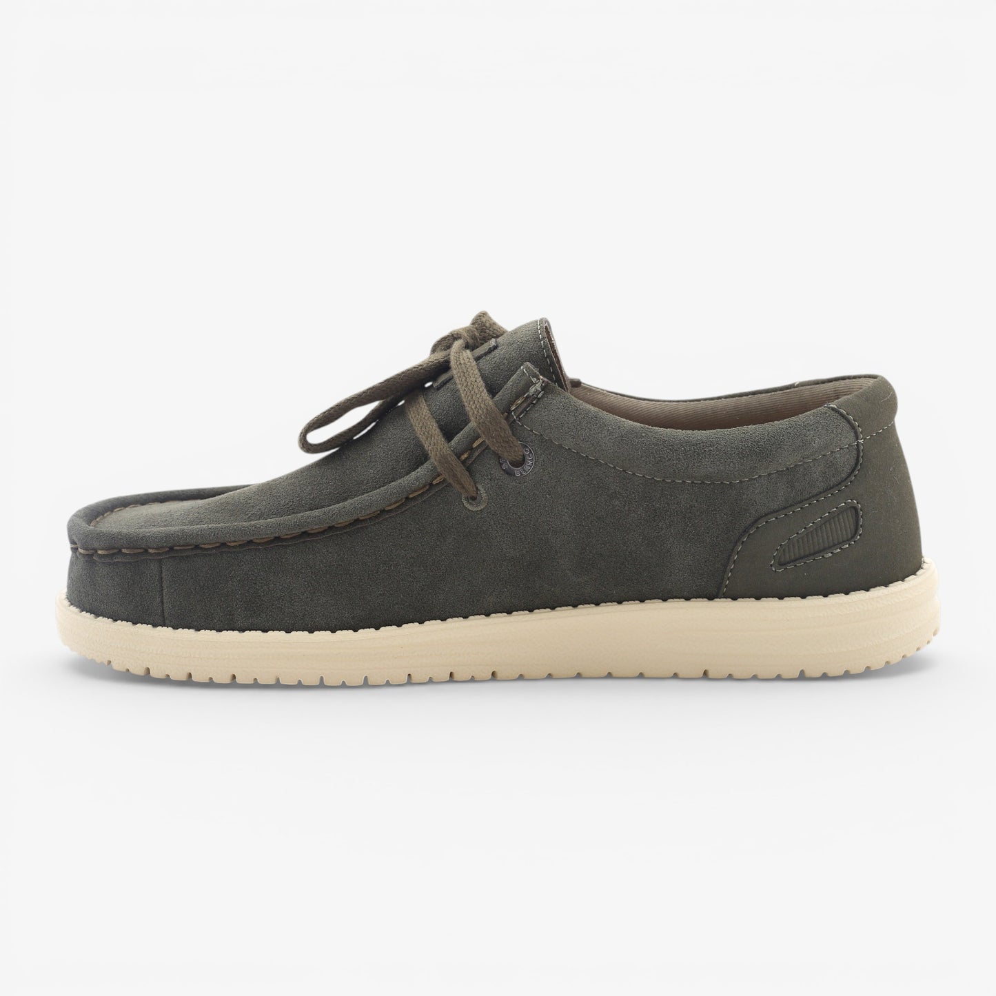 Chaussures bateau Saint Jean en suède vert kaki SBPLAY