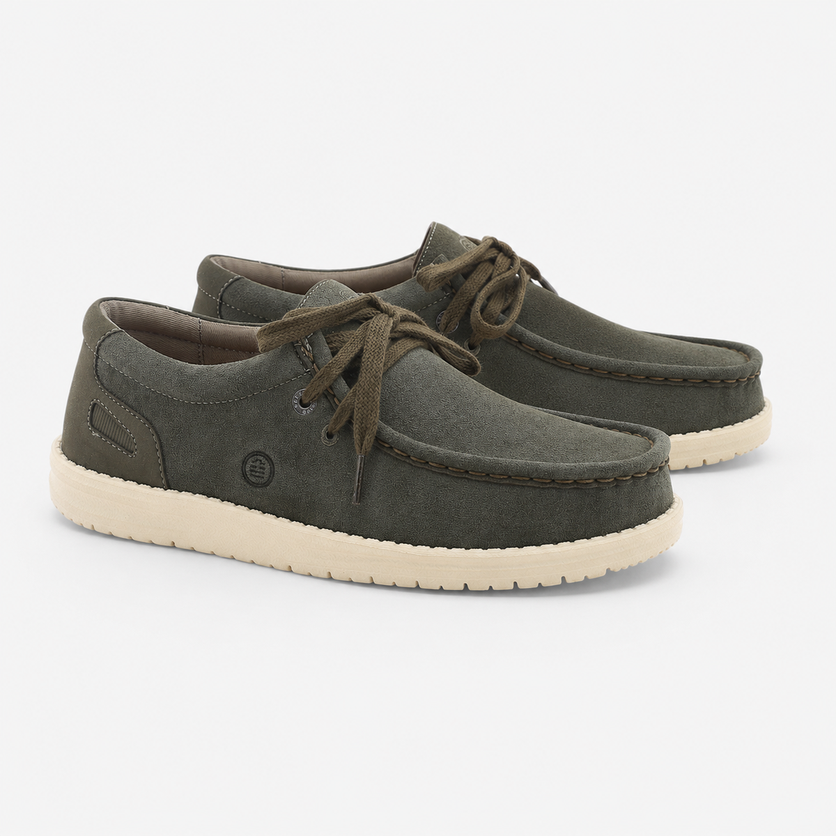 Chaussures bateau Saint Jean en suède vert kaki SBPLAY