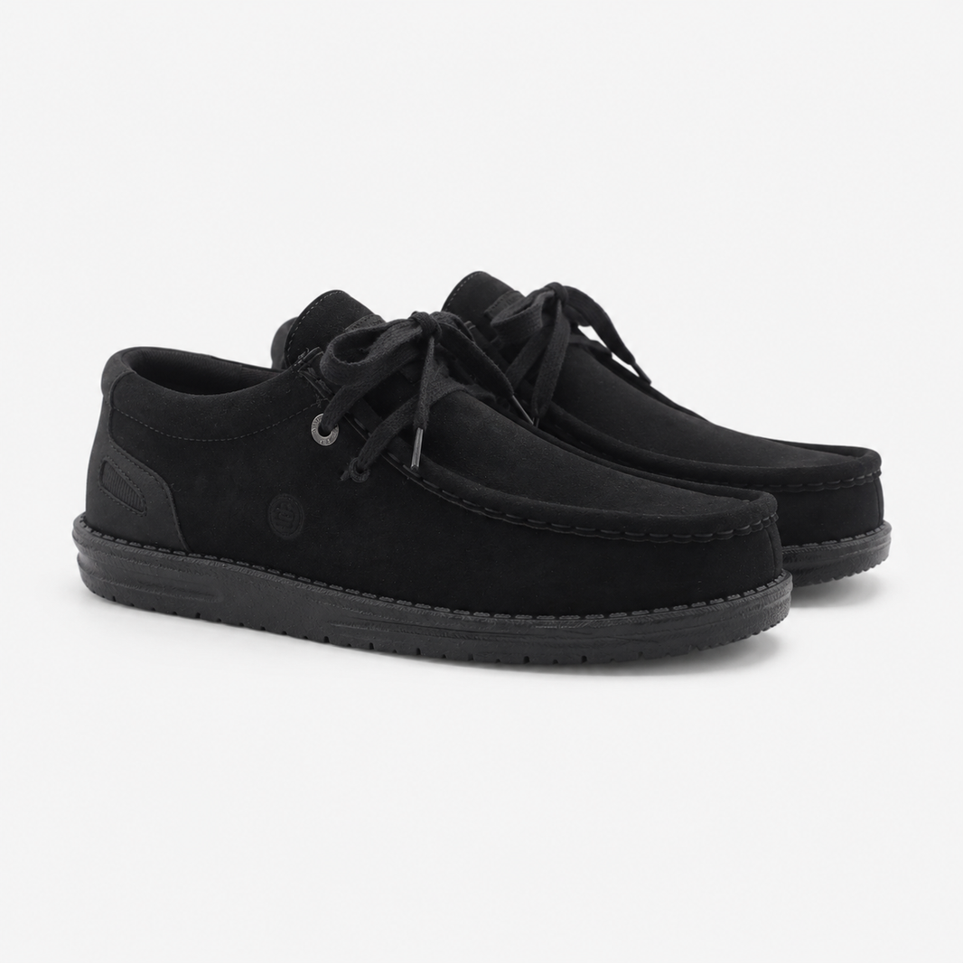 Chaussures bateau Saint Jean en suède noires SBPLAY