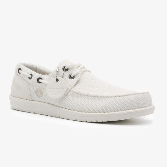 Chaussures bateau Socoa blanc off-white en maille stretch