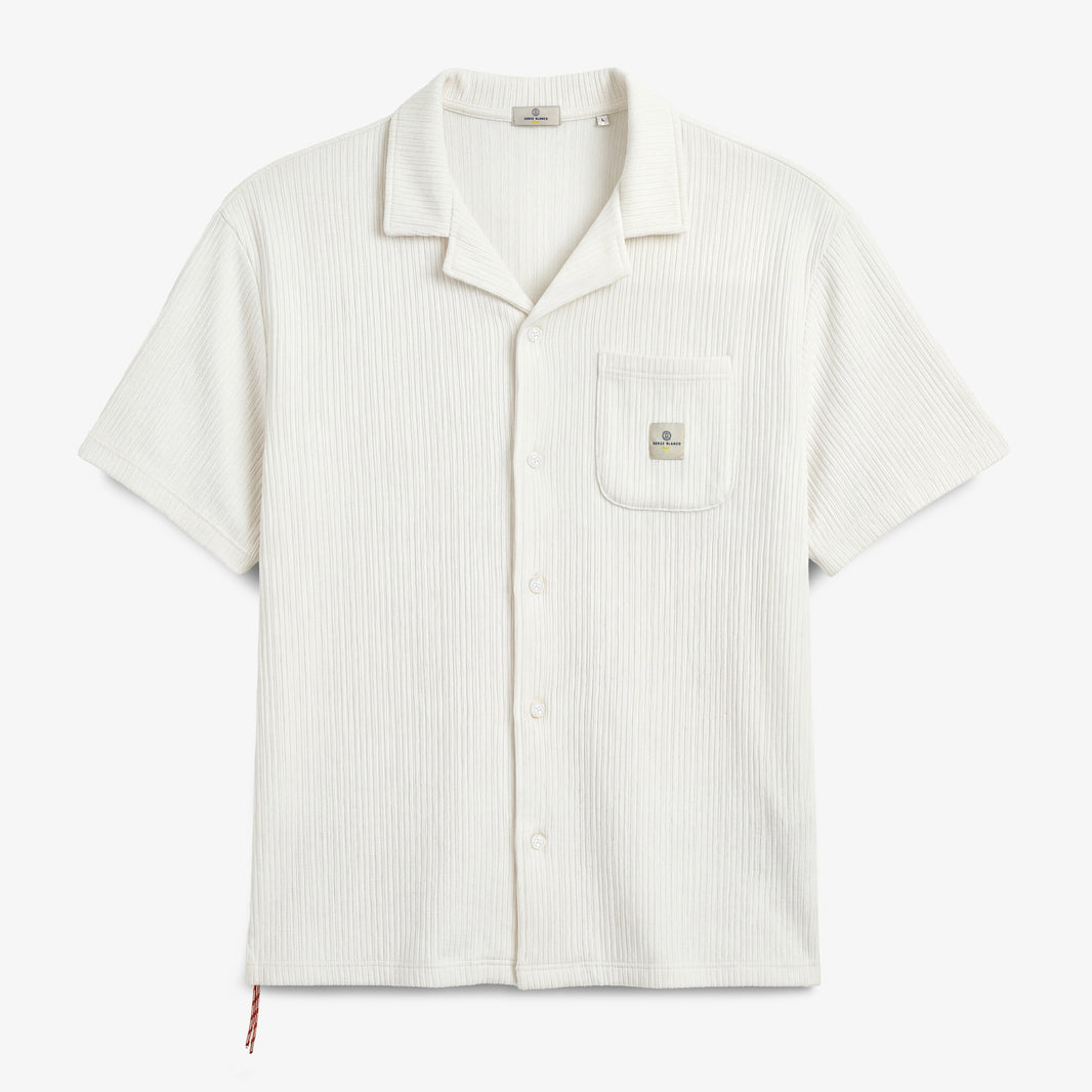 Wit katoenen overhemd met korte mouwen