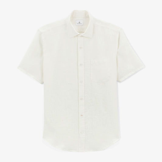 Chemise Charles manches courtes en lin blanche