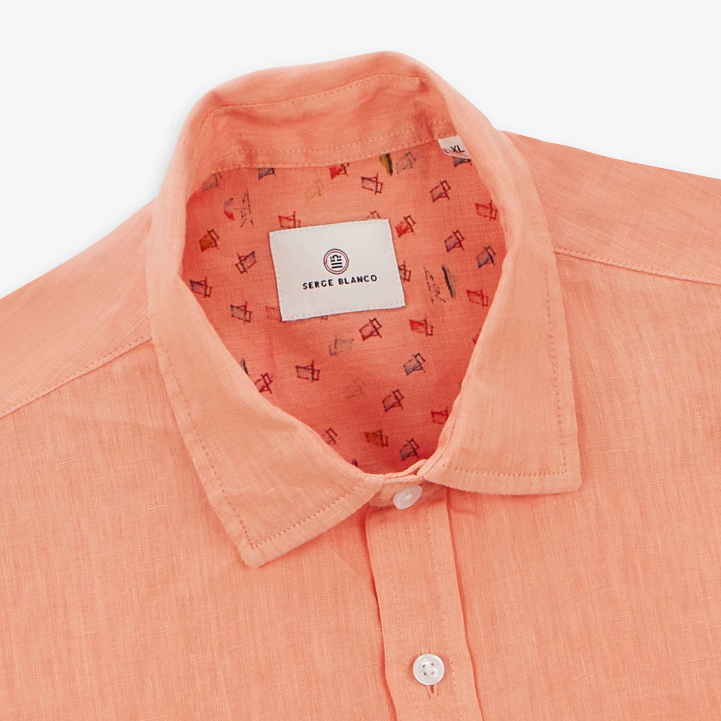 Chemise Charles manches courtes en lin corail