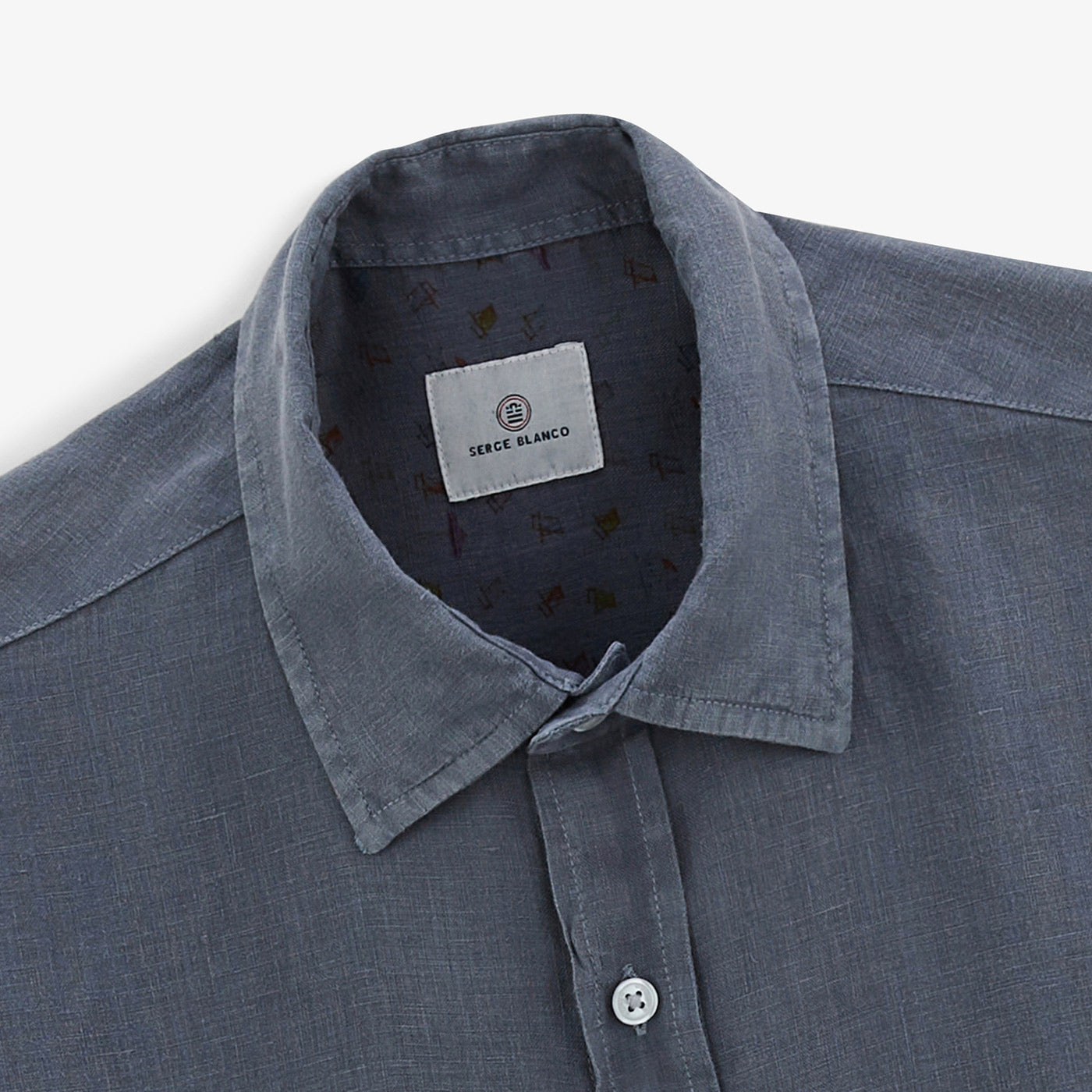 Chemise Charles manches courtes en lin denim