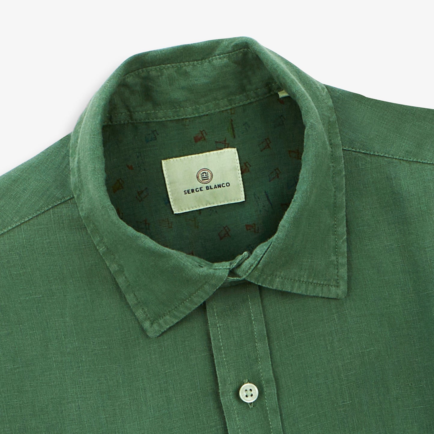 Chemise Charles manches courtes en lin mint