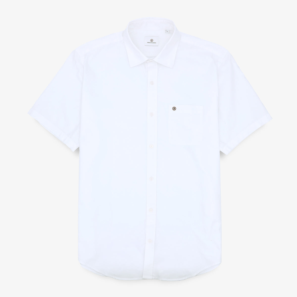 Chemise manches courtes tissu oxford blanche avec imprimé