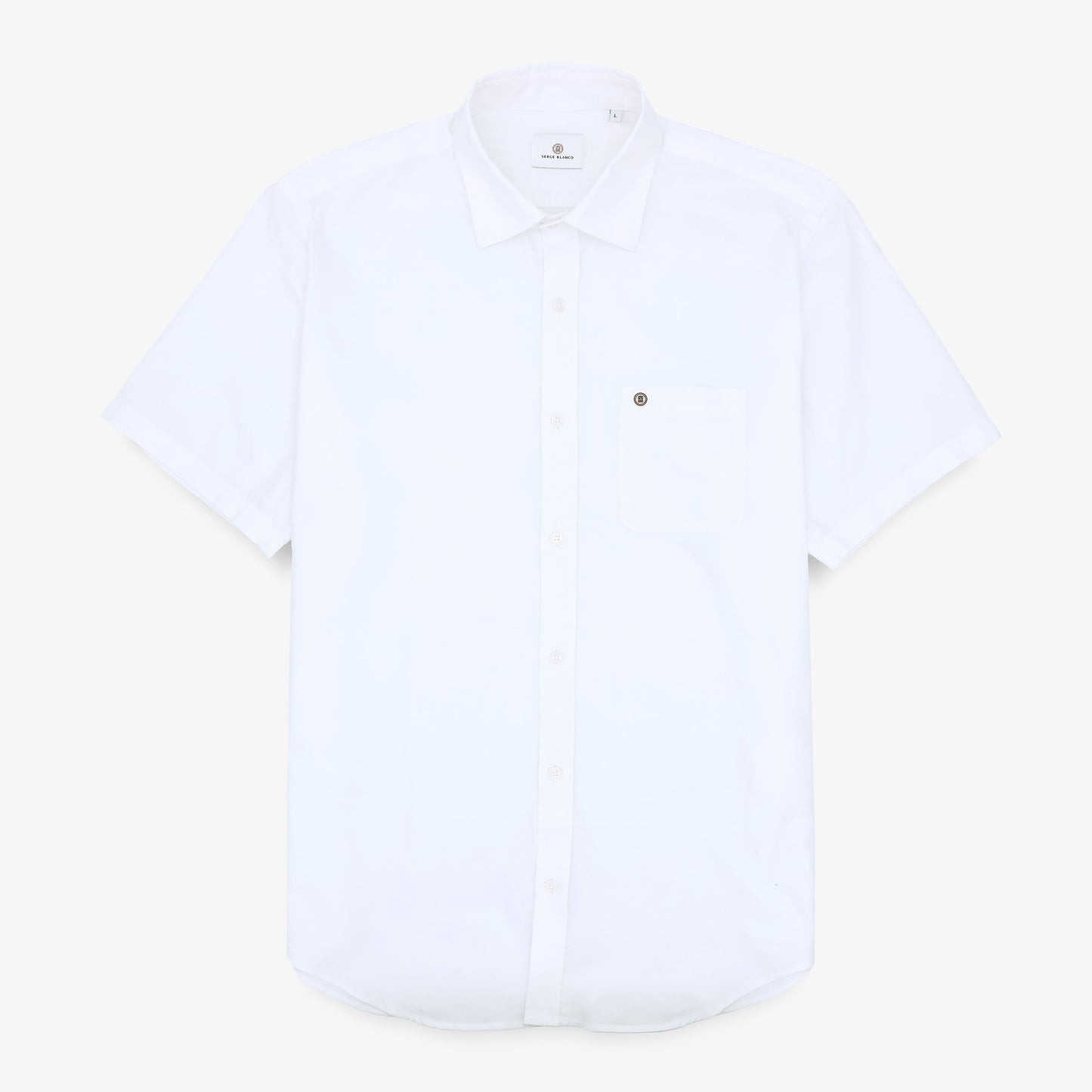 Chemise manches courtes tissu oxford blanche avec imprimé