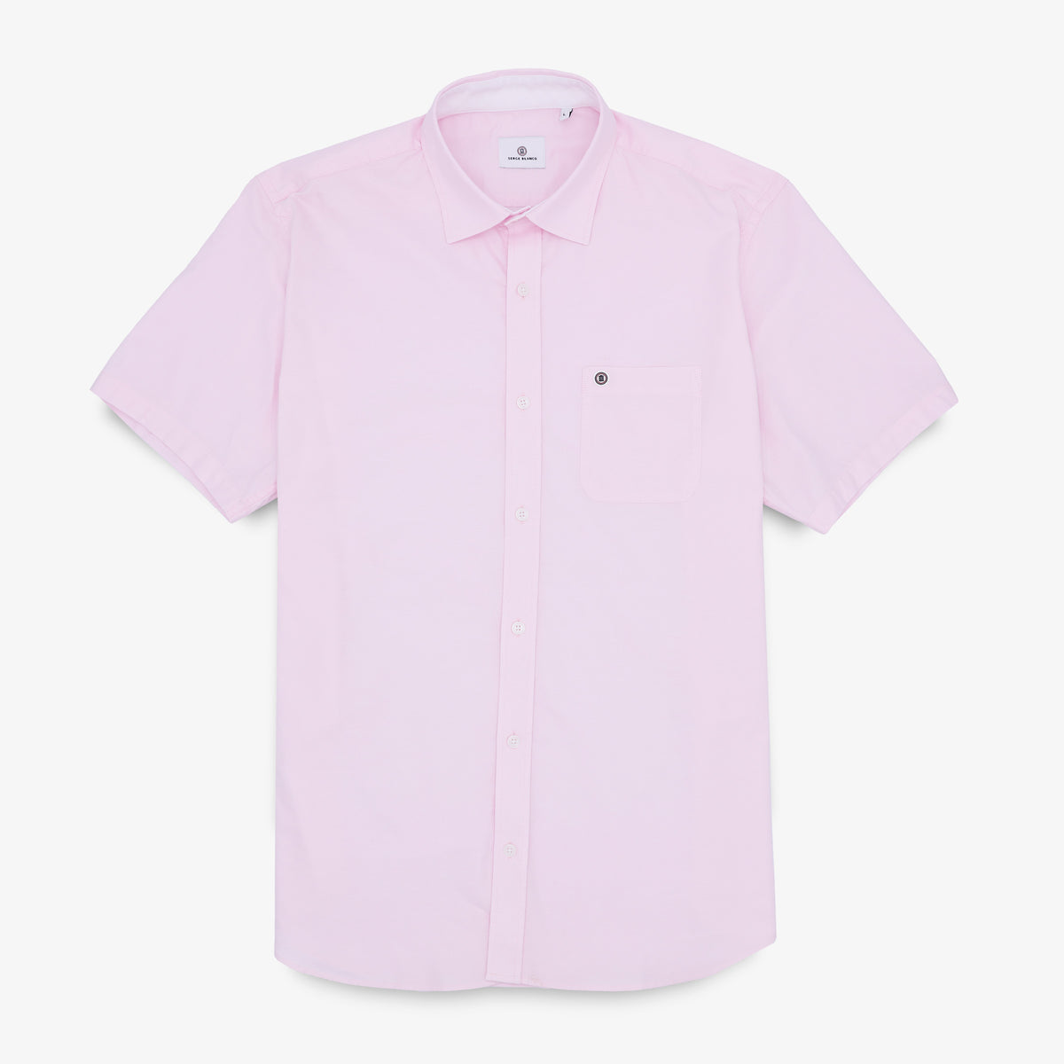 Chemise manches courtes tissu oxford rose