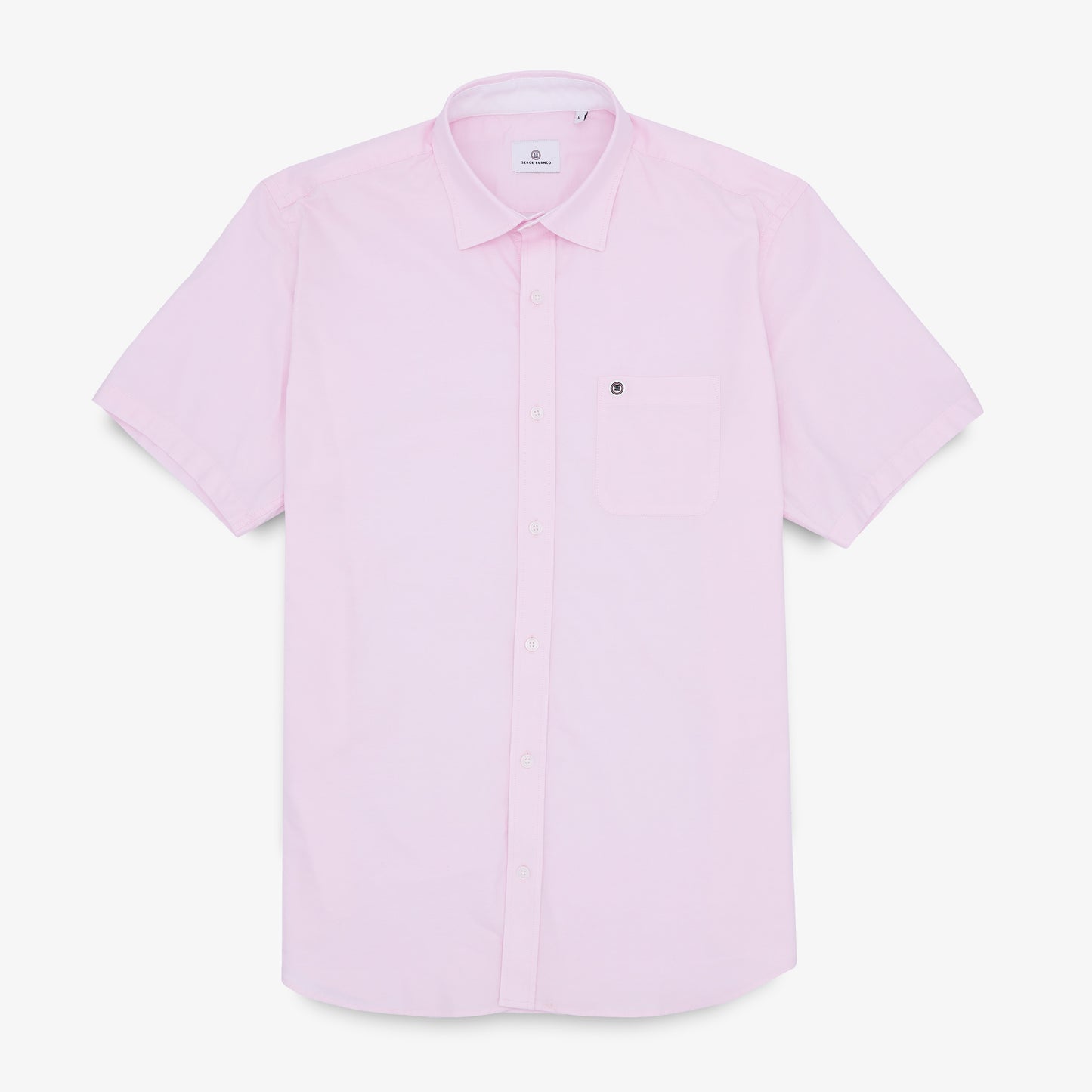 Chemise manches courtes tissu oxford rose
