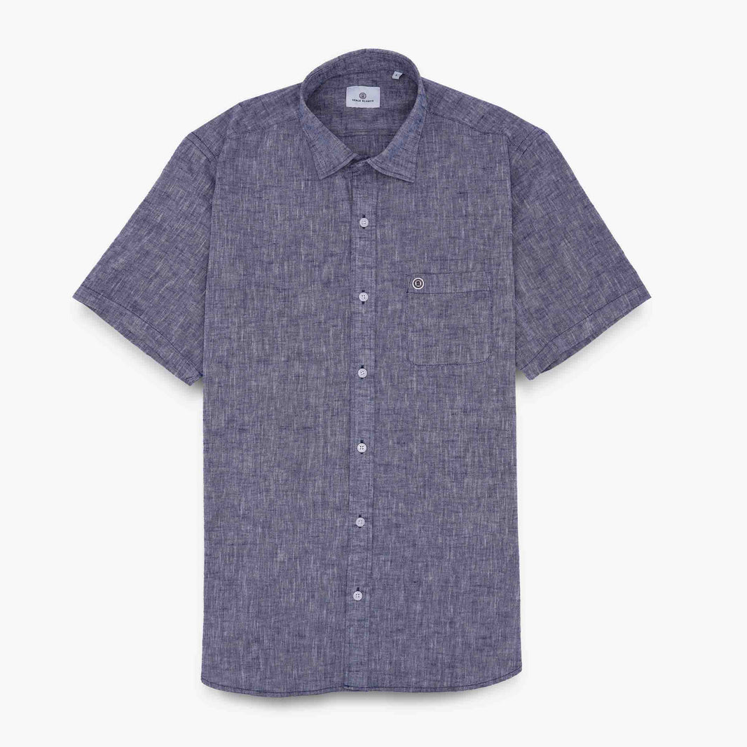 Blaues Kurzarmhemd in Regular-Passform mit Aufdruck