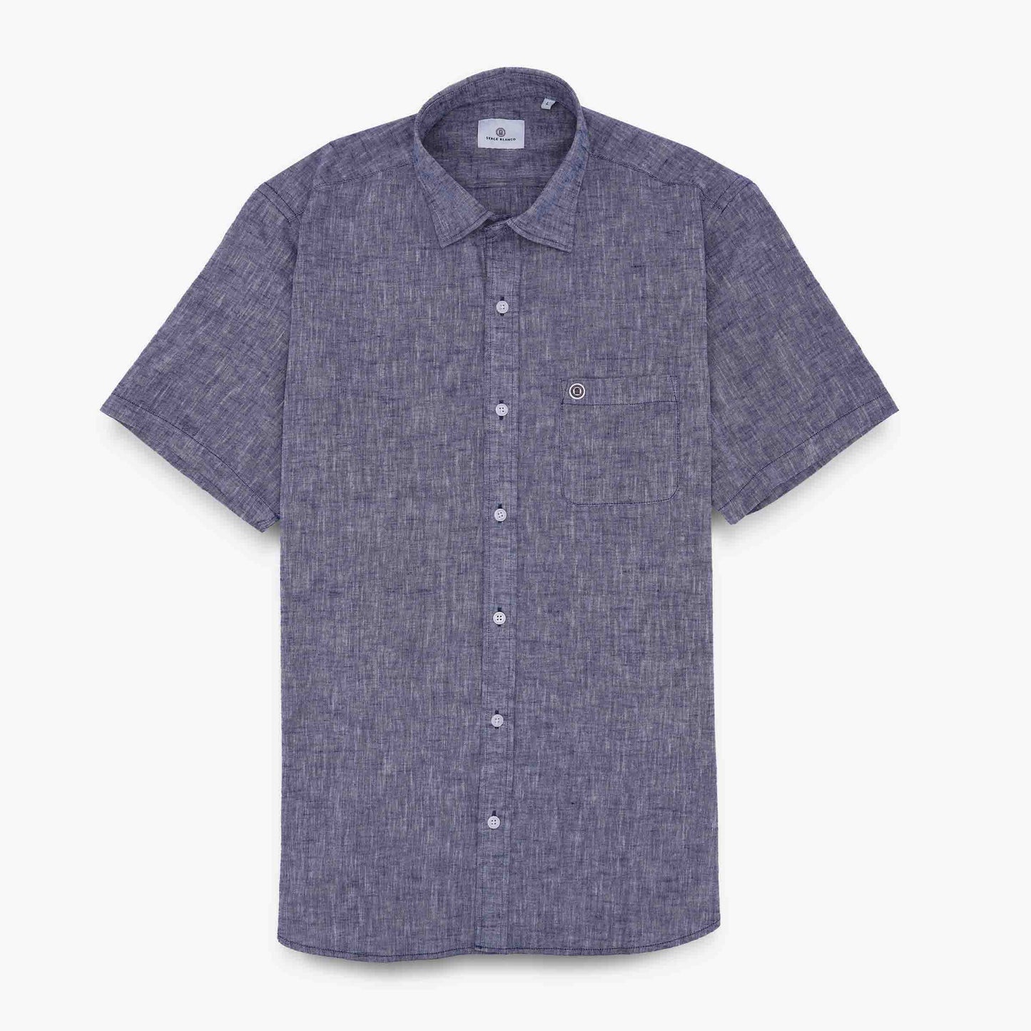 Blaues Kurzarmhemd in Regular-Passform mit Aufdruck