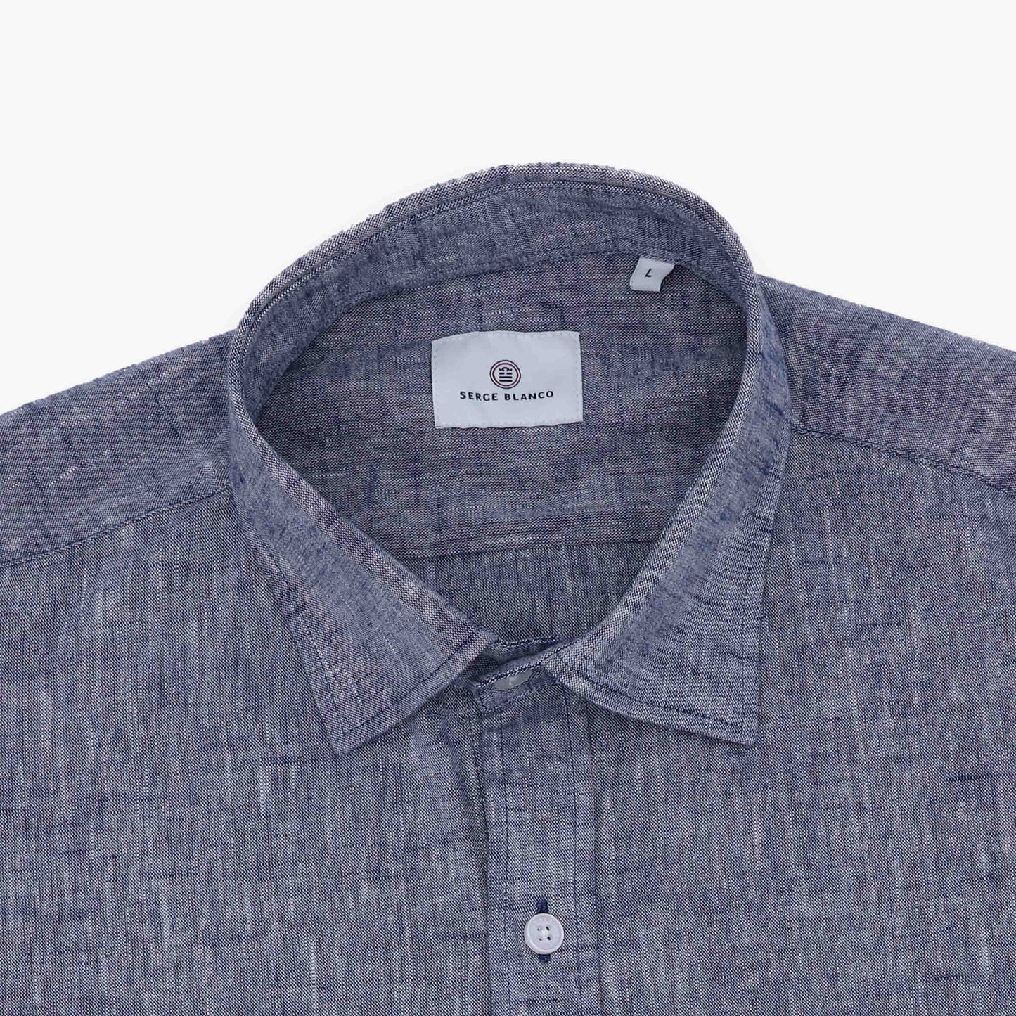 Blaues Kurzarmhemd in Regular-Passform mit Aufdruck